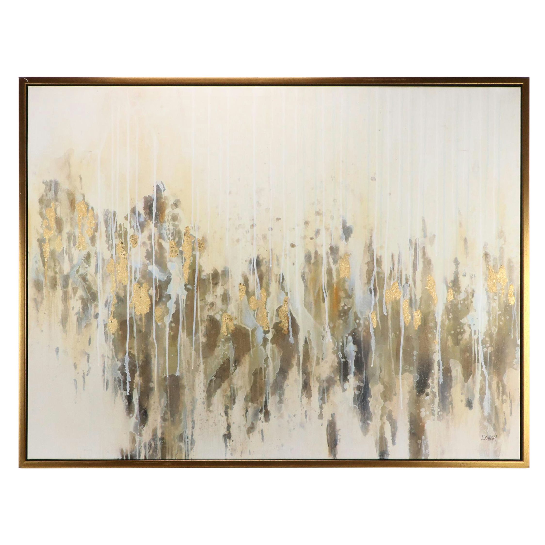 Embellished Giclée Abstract Composition With Gold Leaf, 21st C.