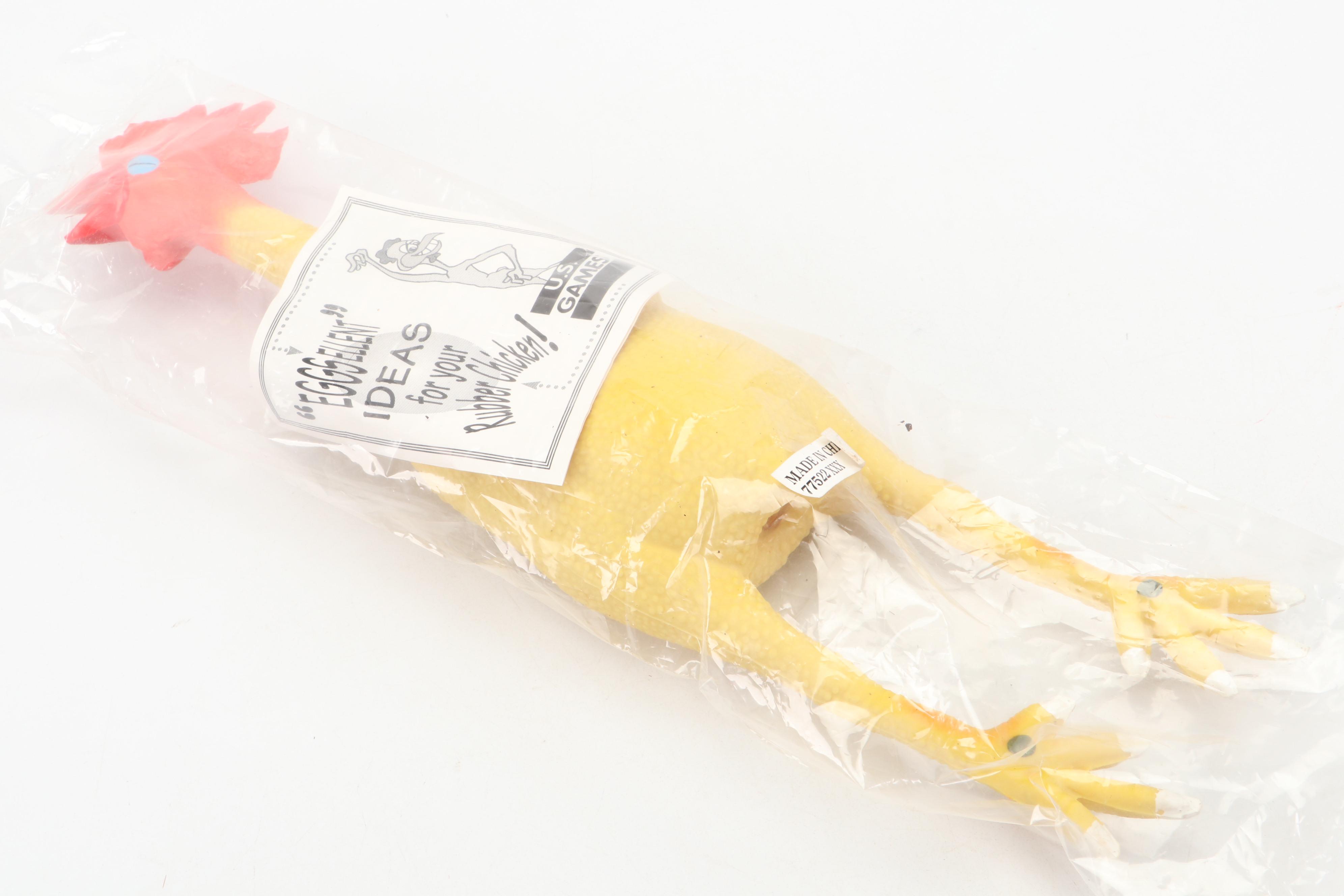 Pillsbury Doughboy Plushie with Wile E. Coyote Coin Bank and Rubber Chicken