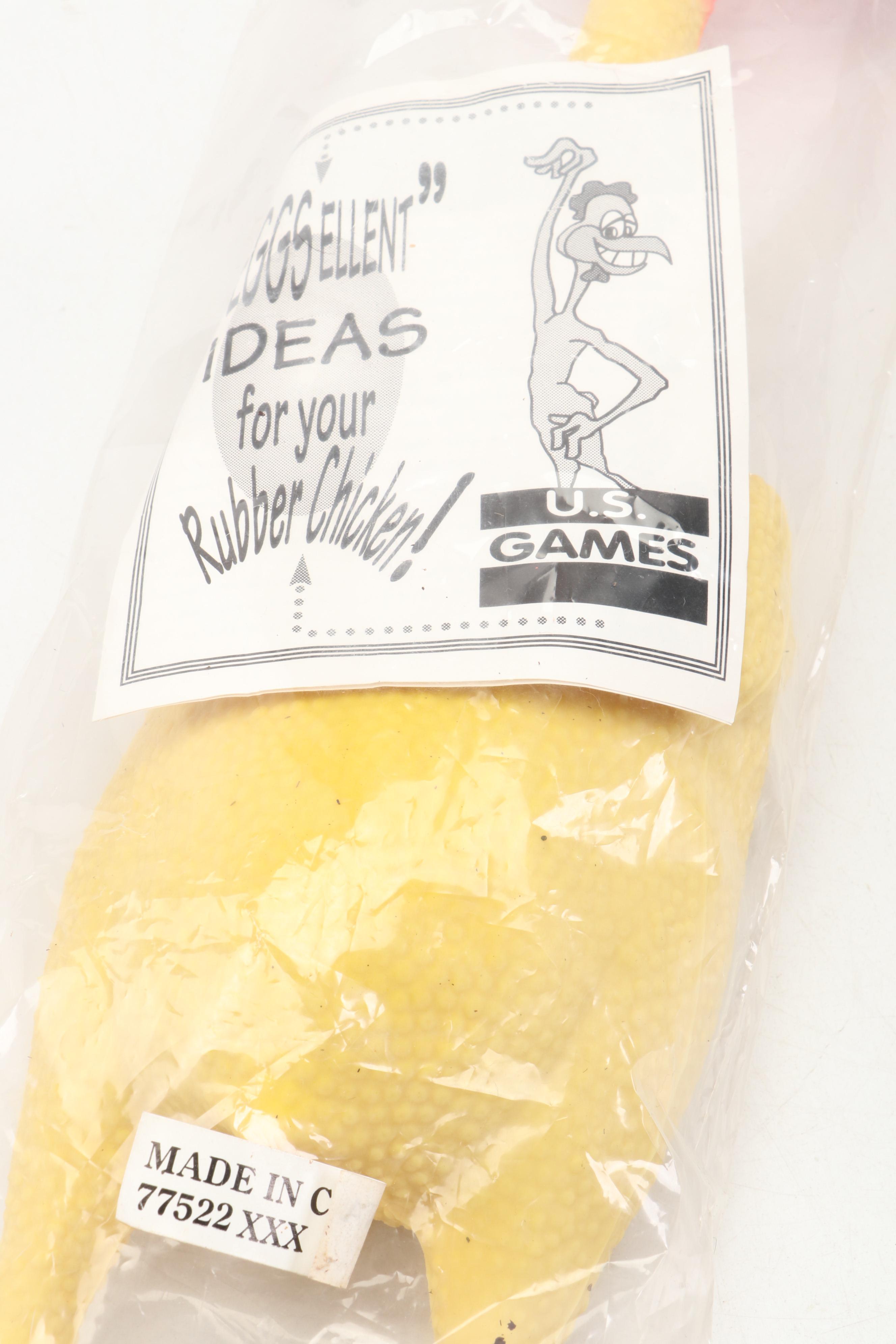 Pillsbury Doughboy Plushie with Wile E. Coyote Coin Bank and Rubber Chicken