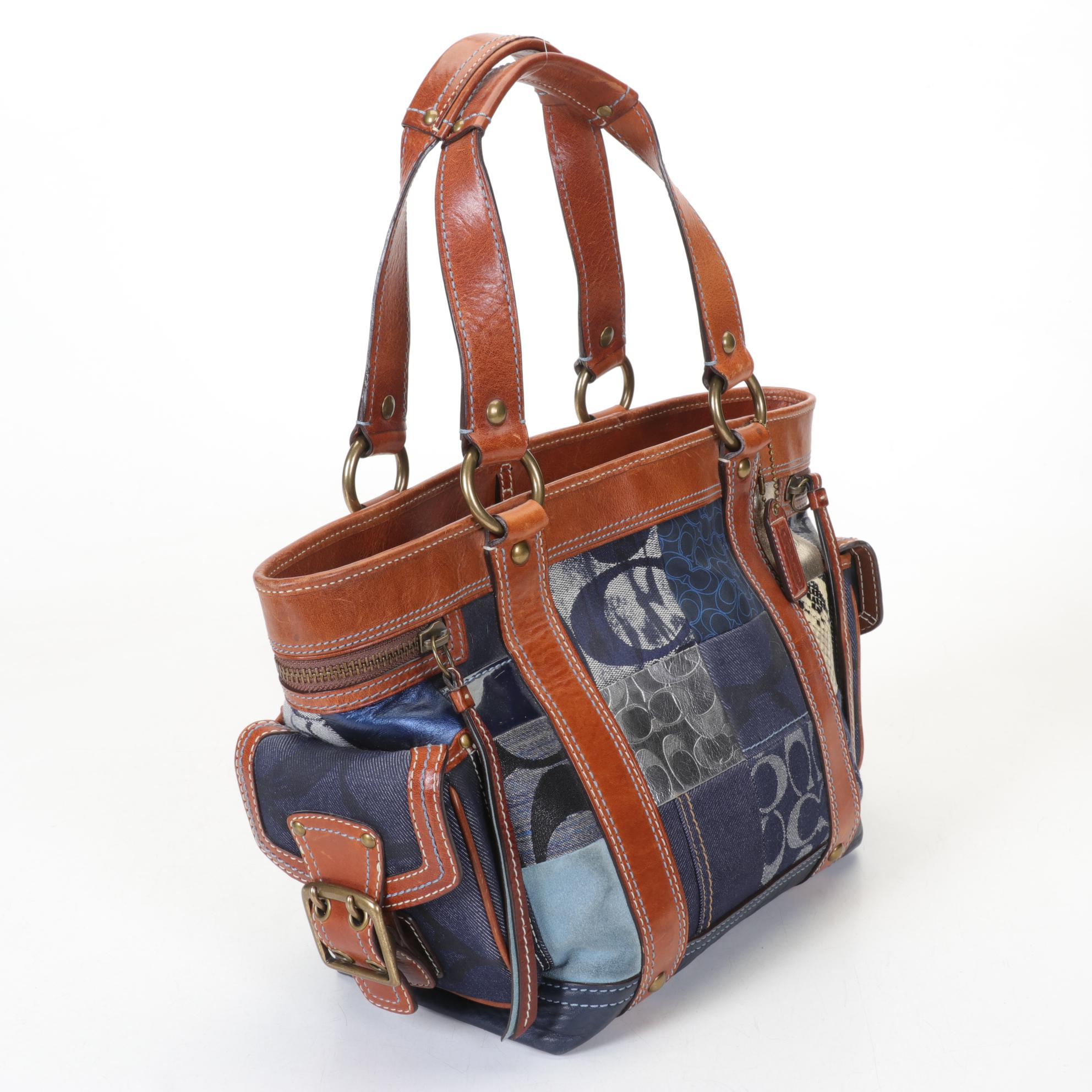 Coach Limited Edition Legacy Denim Patchwork Handbag with Three Wallets
