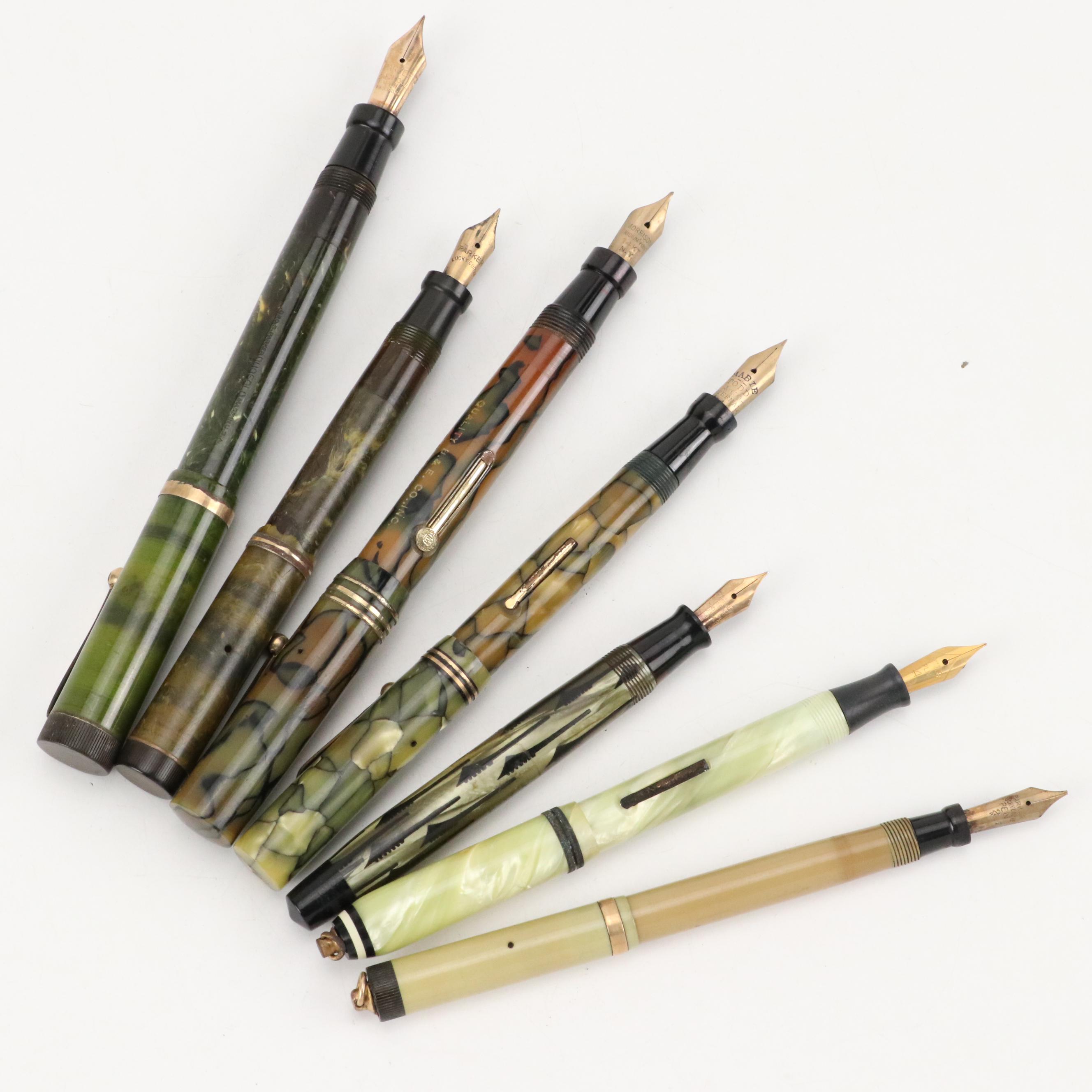 Parker, Sheaffer, Mabie Todd Fountain Pens with Mechanical Pencils