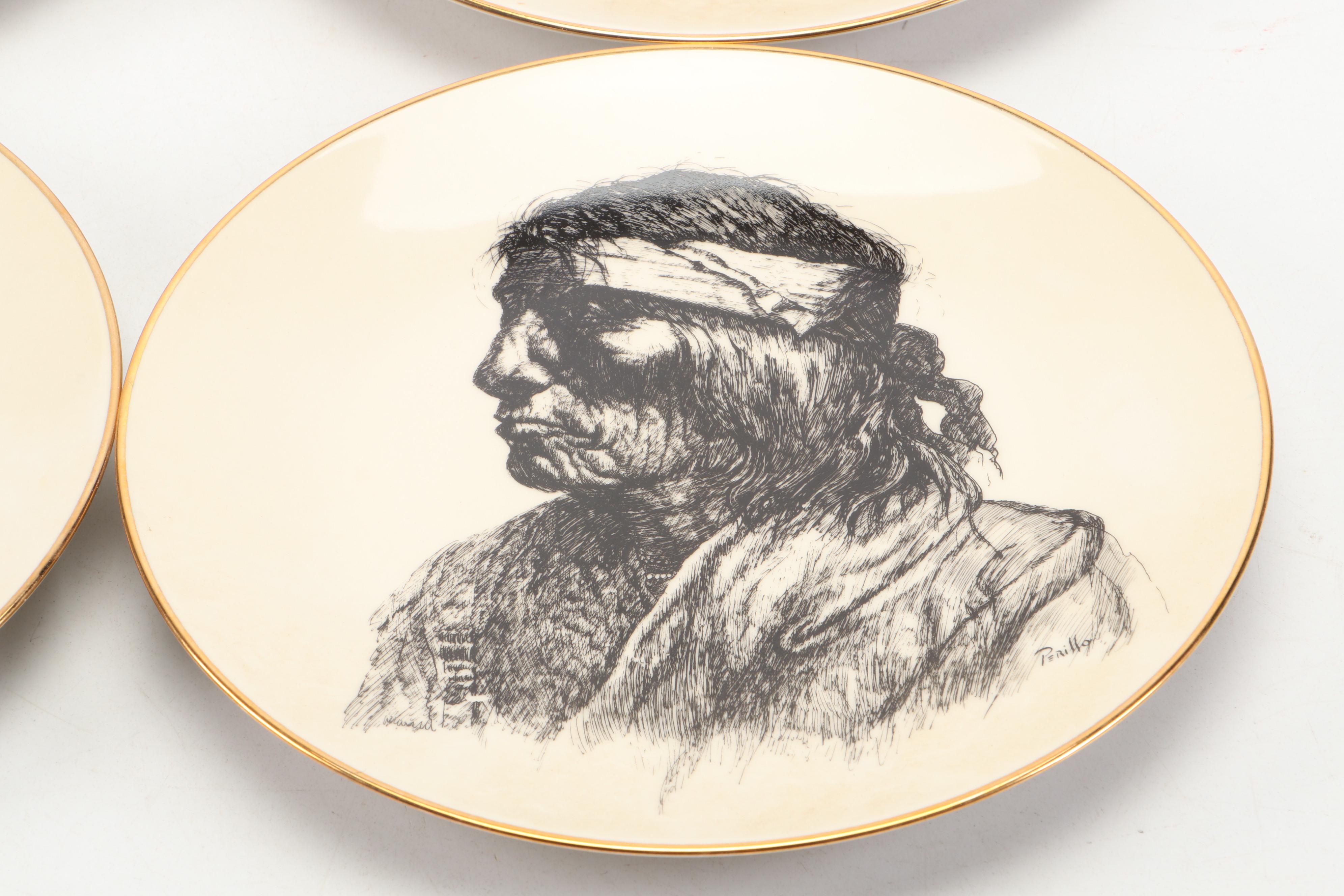 Perillo Indian Nations L/E Collector Plates with Adirondack Style Picture Frame
