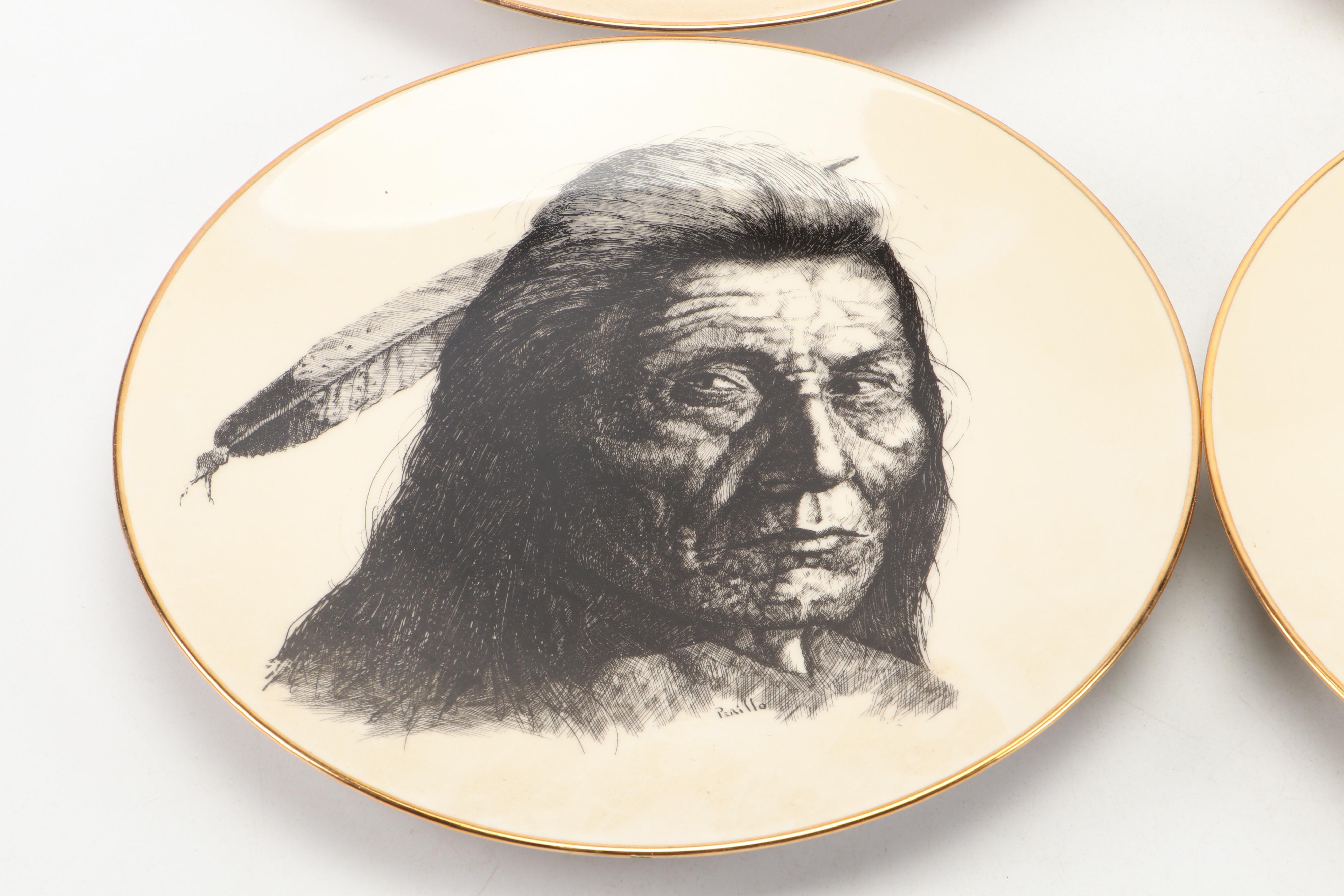 Perillo Indian Nations L/E Collector Plates with Adirondack Style Picture Frame