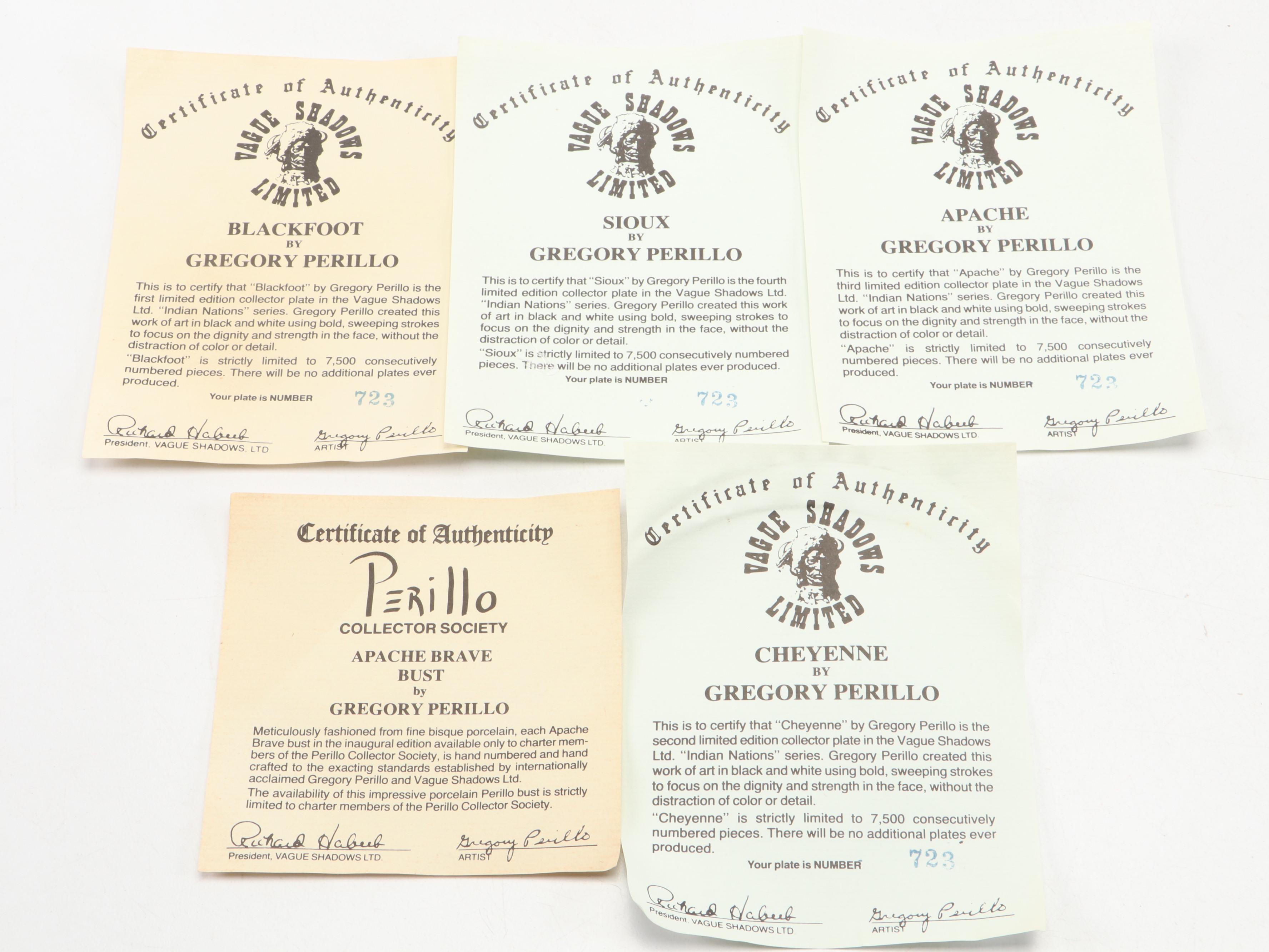 Perillo Indian Nations L/E Collector Plates with Adirondack Style Picture Frame