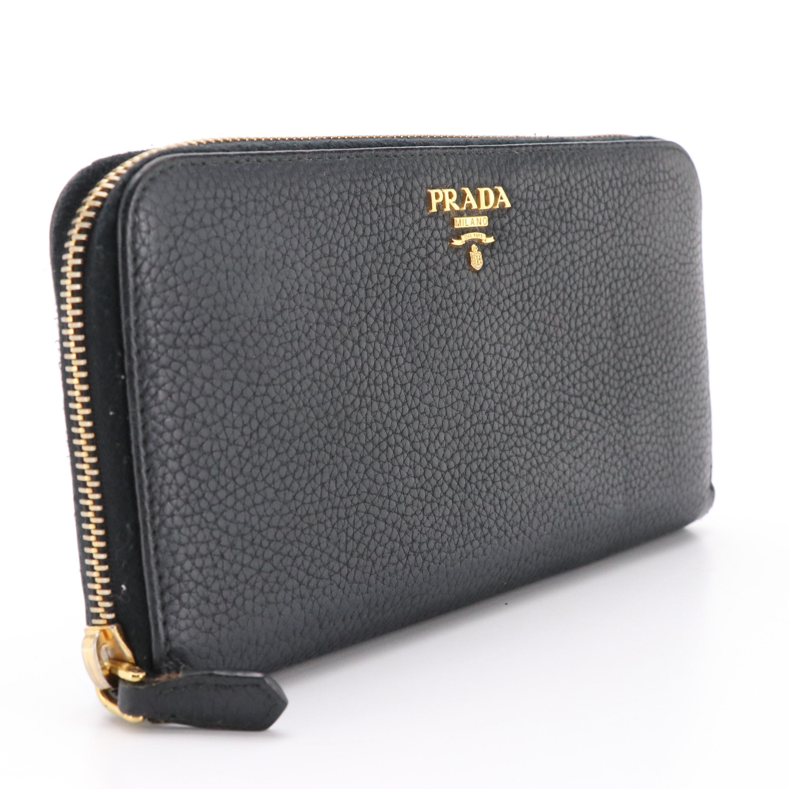 Prada Grained Leather Zip-Around Wallet