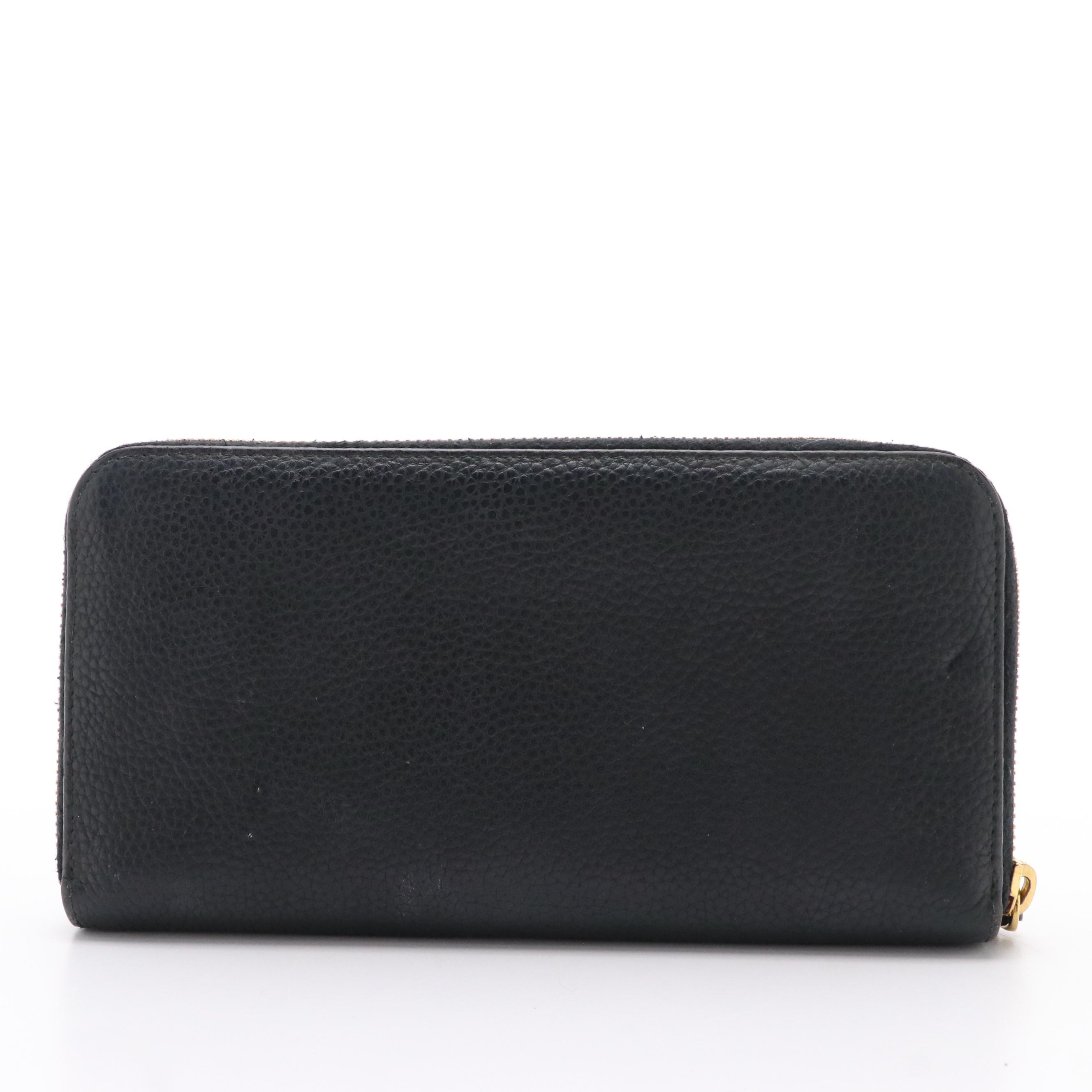 Prada Grained Leather Zip-Around Wallet