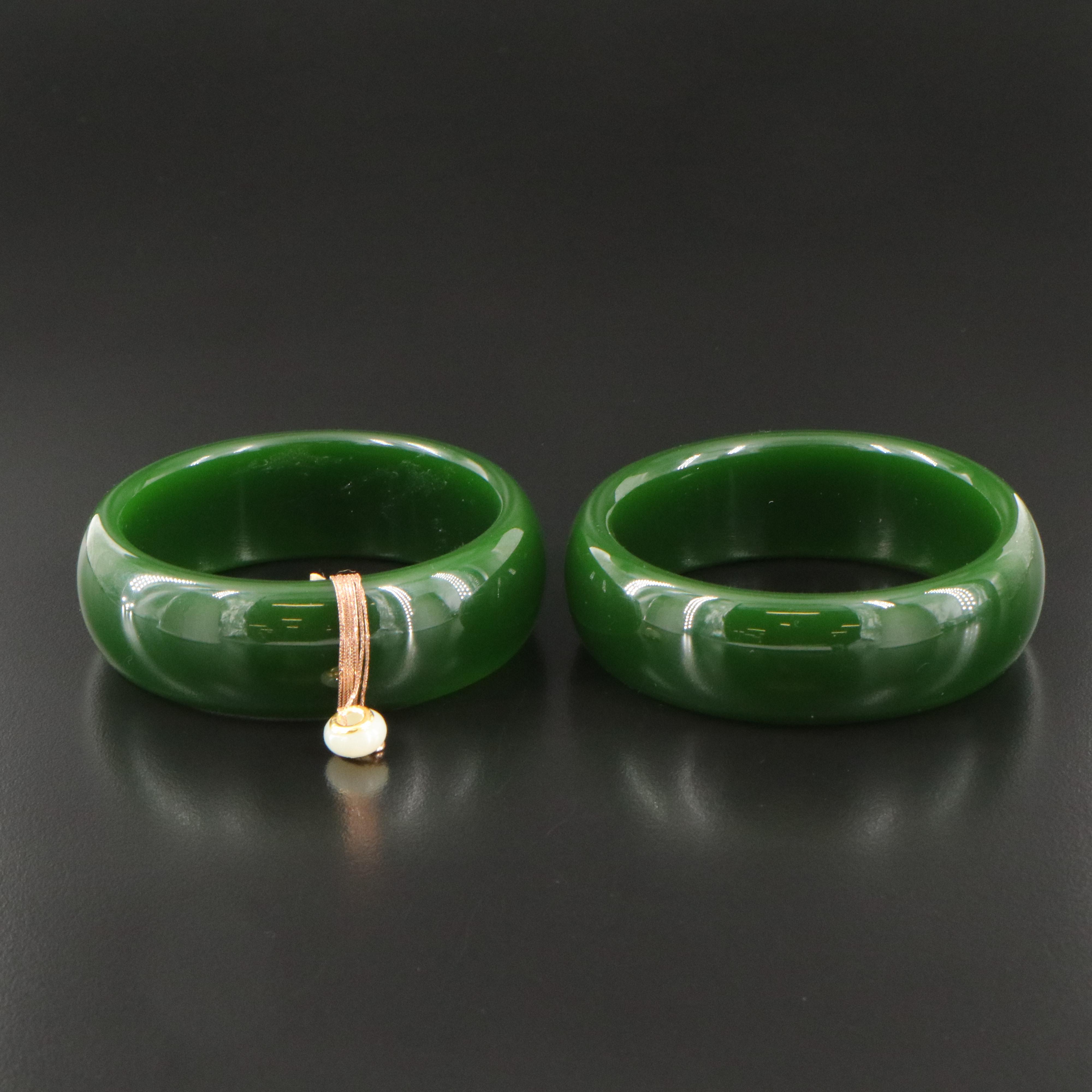 Glass Bangles and 18K Rose Gold Chain, 24K Goldfoil Ends on a Serpentine Bead