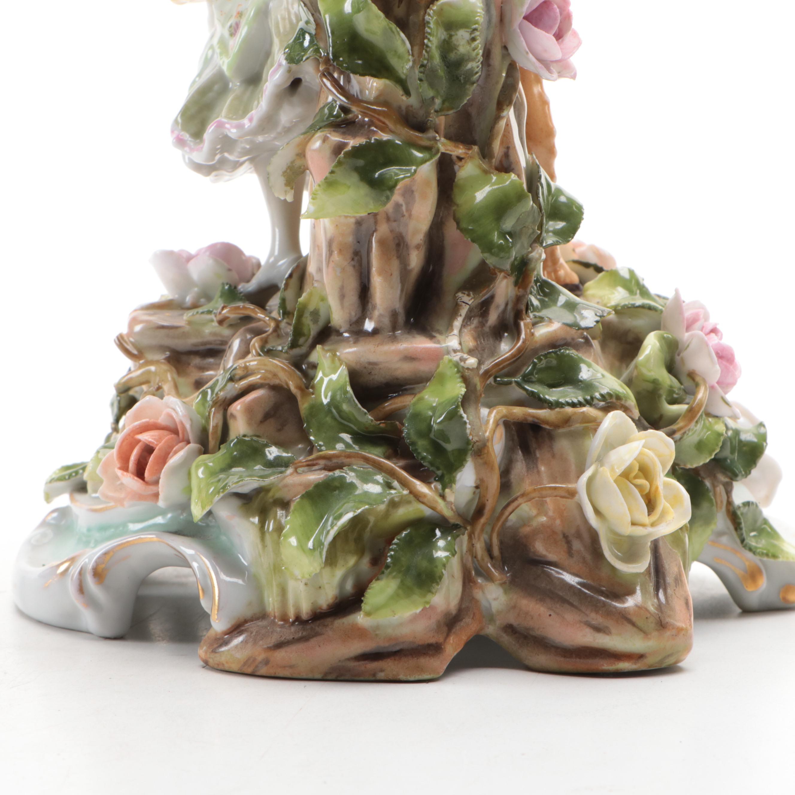 Von Schierholz Porcelain Dresden Style Figural Candlestick, 1907-1927