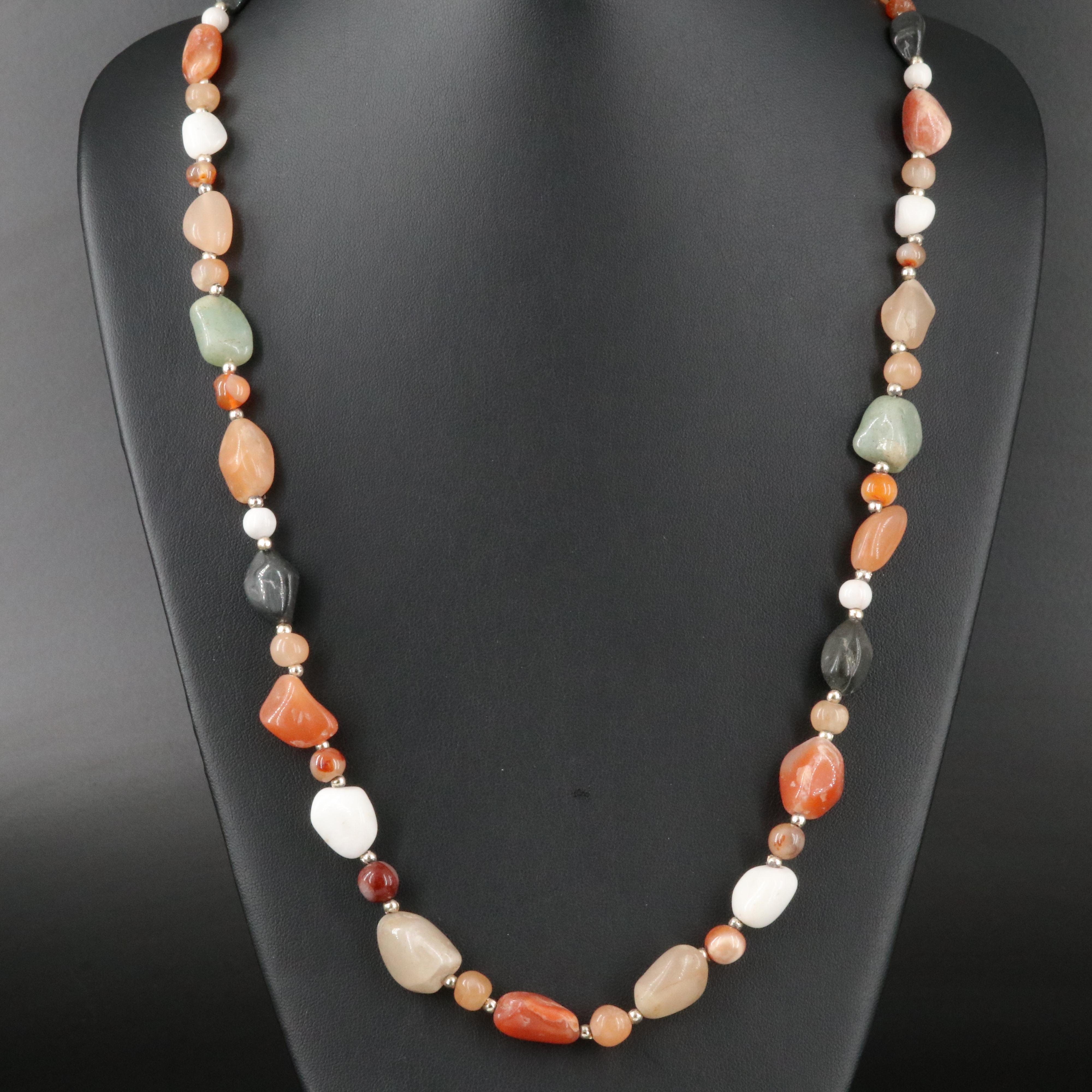 Aventurine, Agate and Chalcedony Bead Necklace