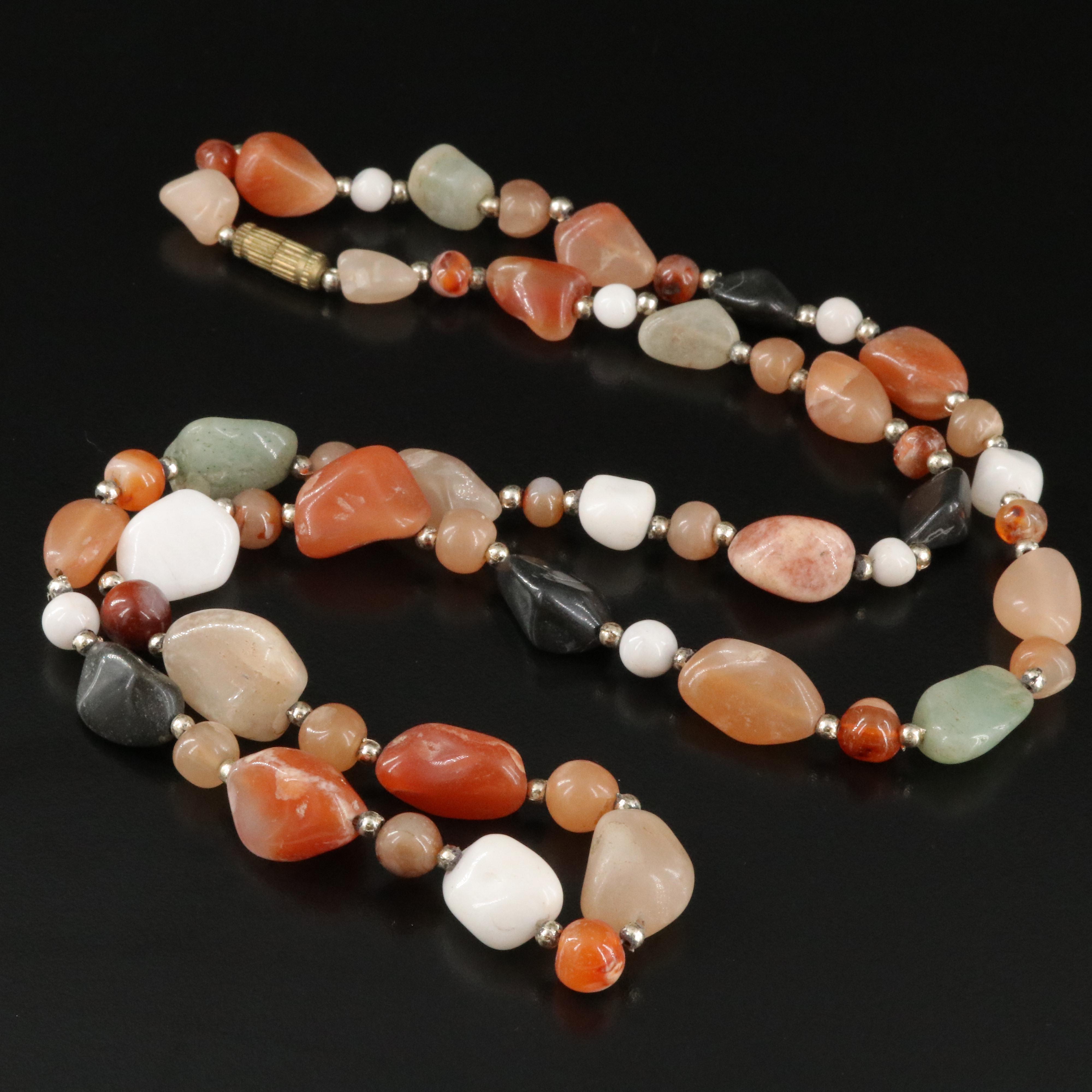 Aventurine, Agate and Chalcedony Bead Necklace