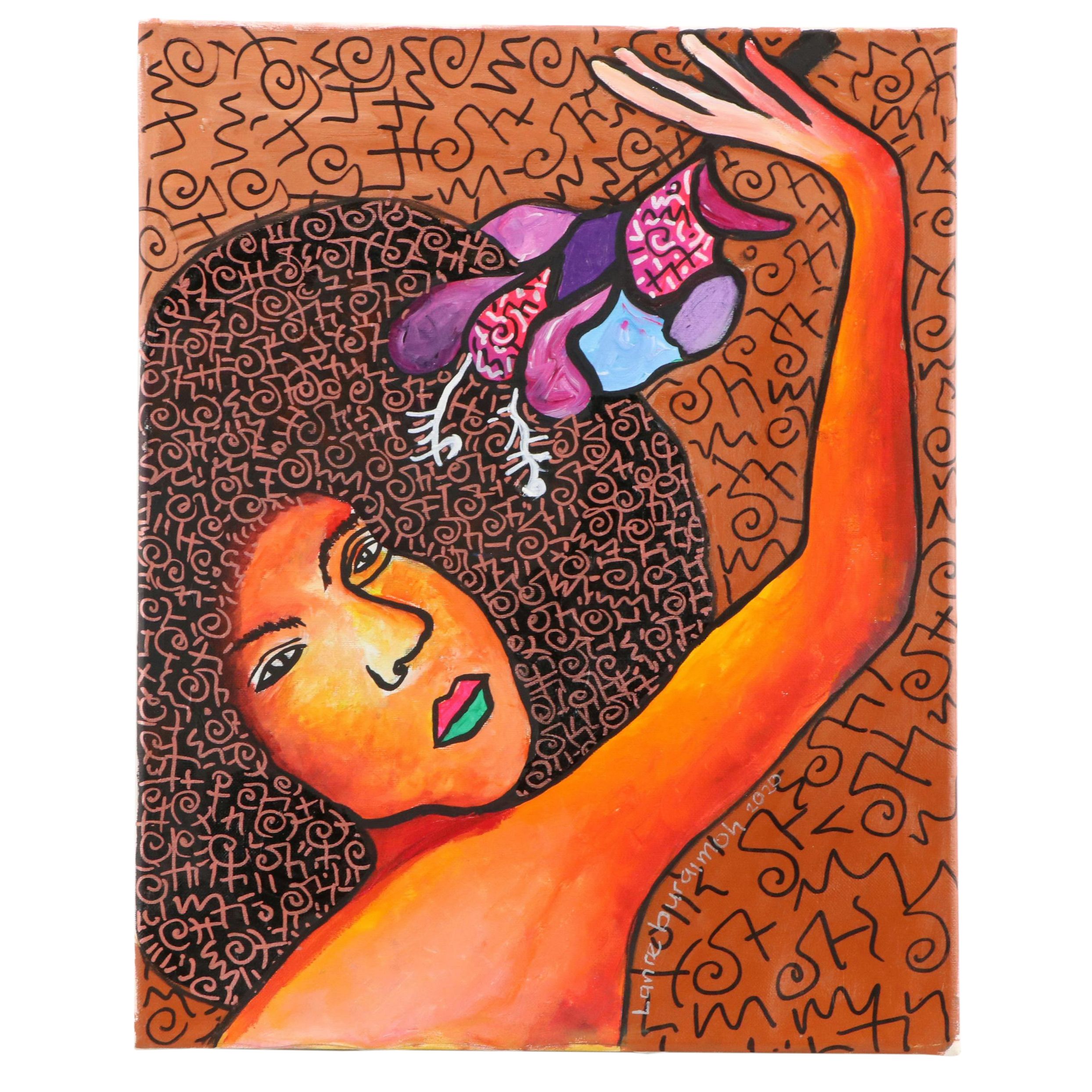 Lanre Buraimoh Stylized Acrylic Portrait, 2020