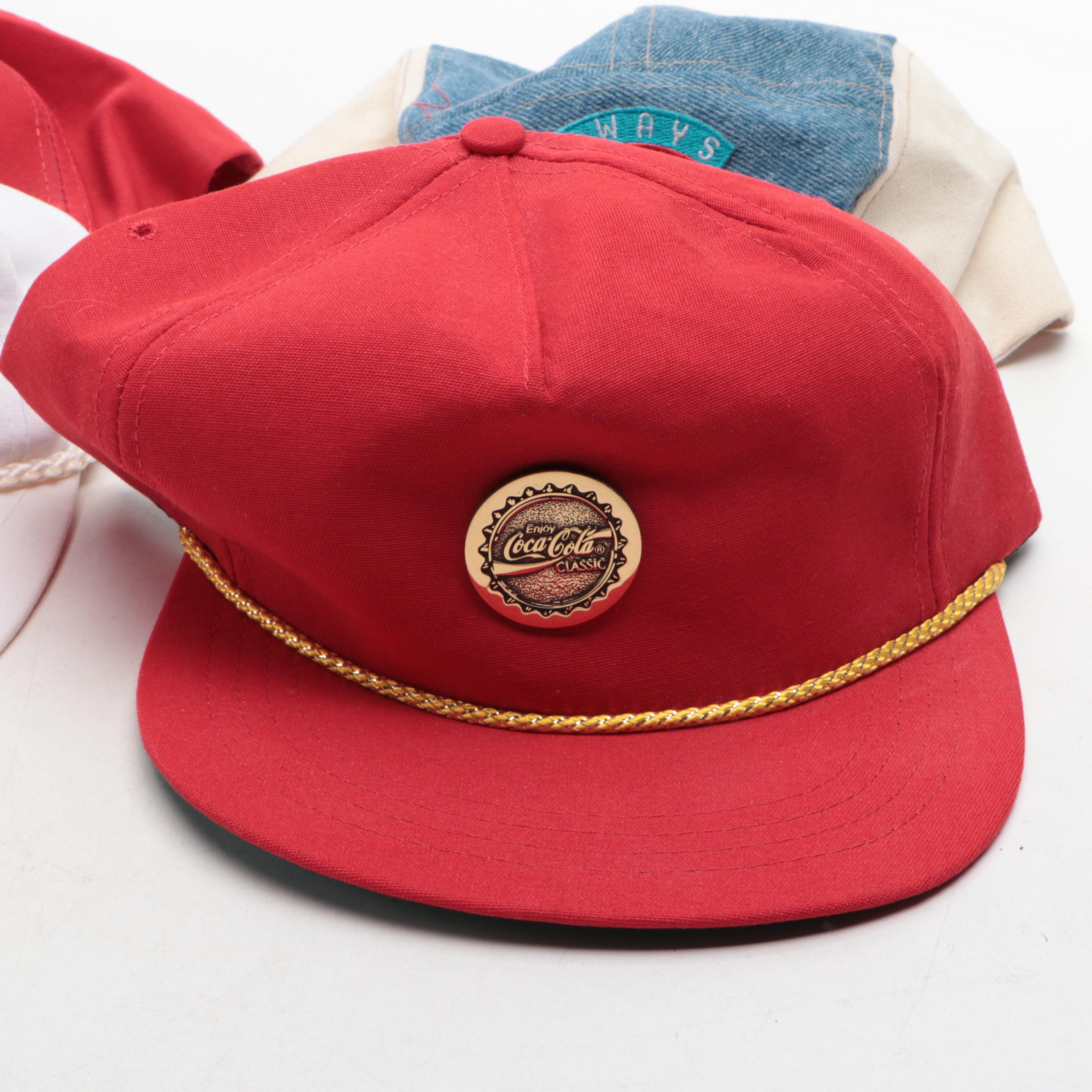 Coca-Cola Employee Baseballs Caps and Plastic Visor