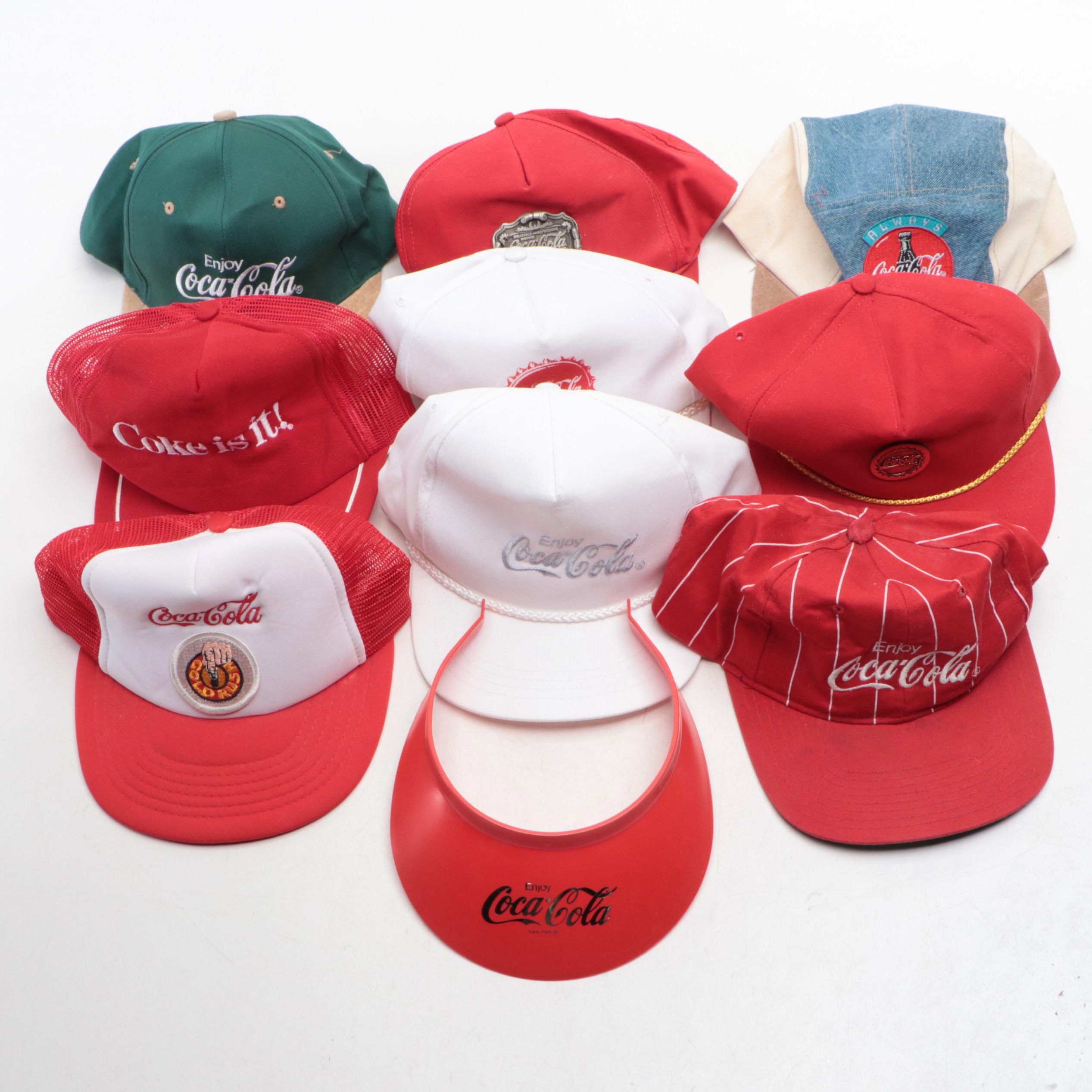 Coca-Cola Employee Baseballs Caps and Plastic Visor