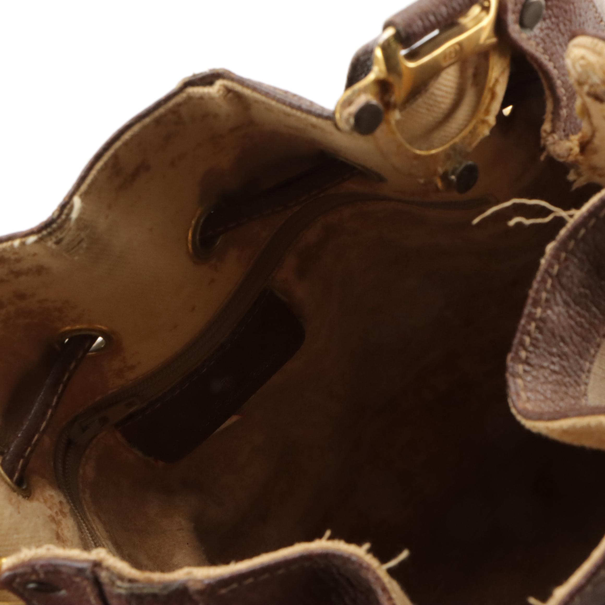 Gucci Accessory Collection Vintage Coated Canvas & Leather Drawstring Bucket Bag