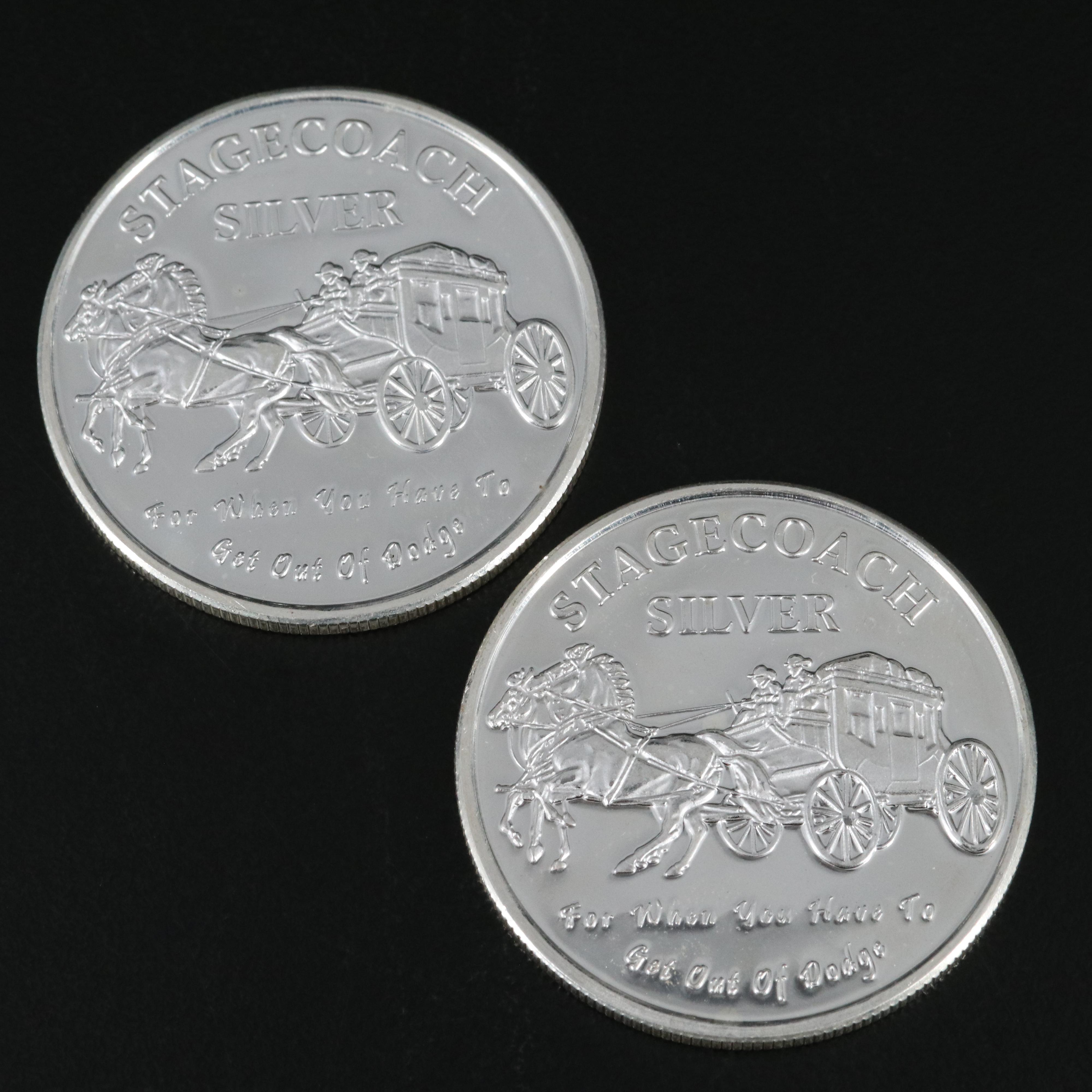 Eleven "Stagecoach Silver" Fine Silver One-Ounce Rounds