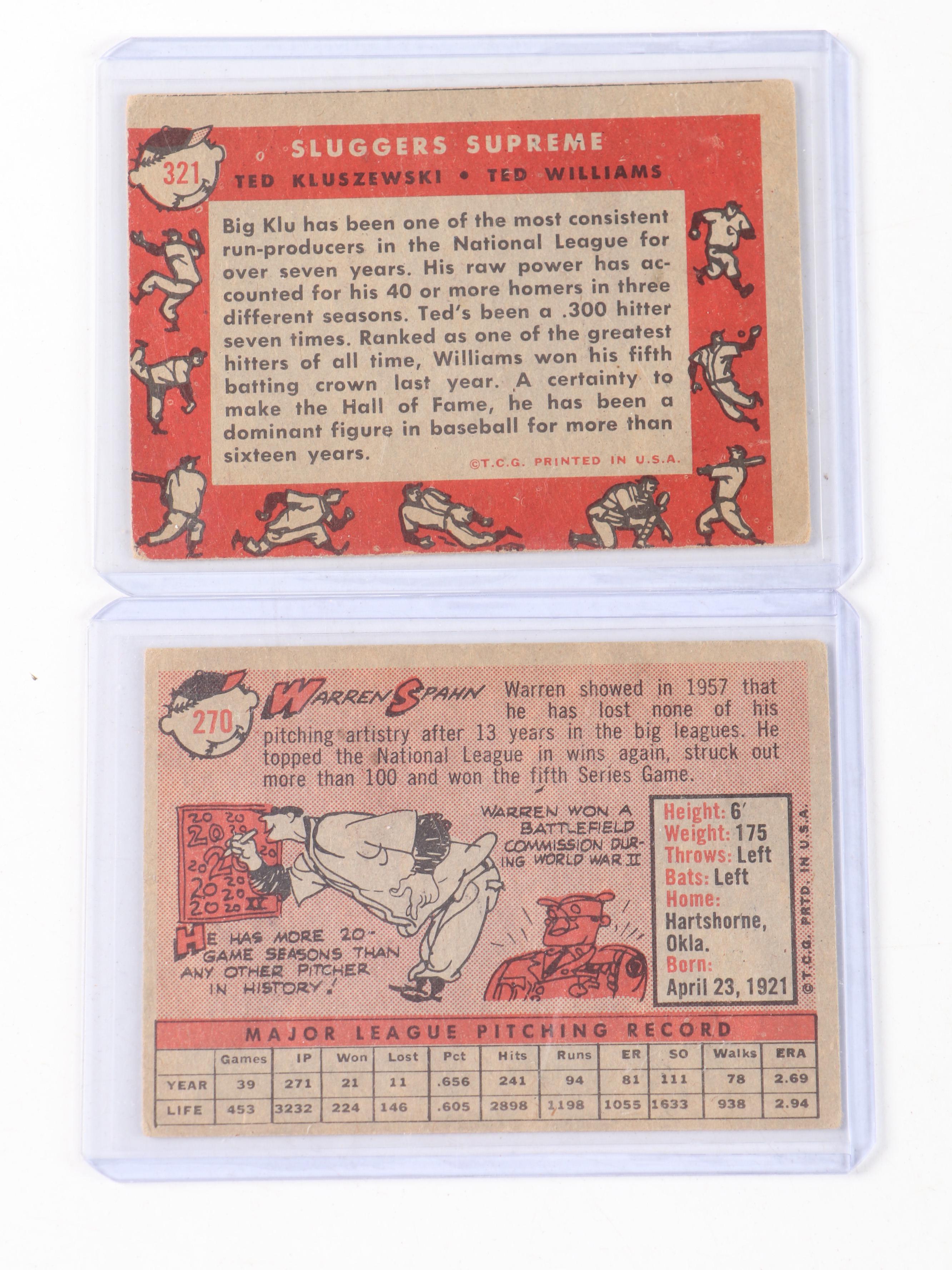 1957–58 Topps Warren Spahn, Ted Kluszewski, Al Kaline and More Baseball Cards