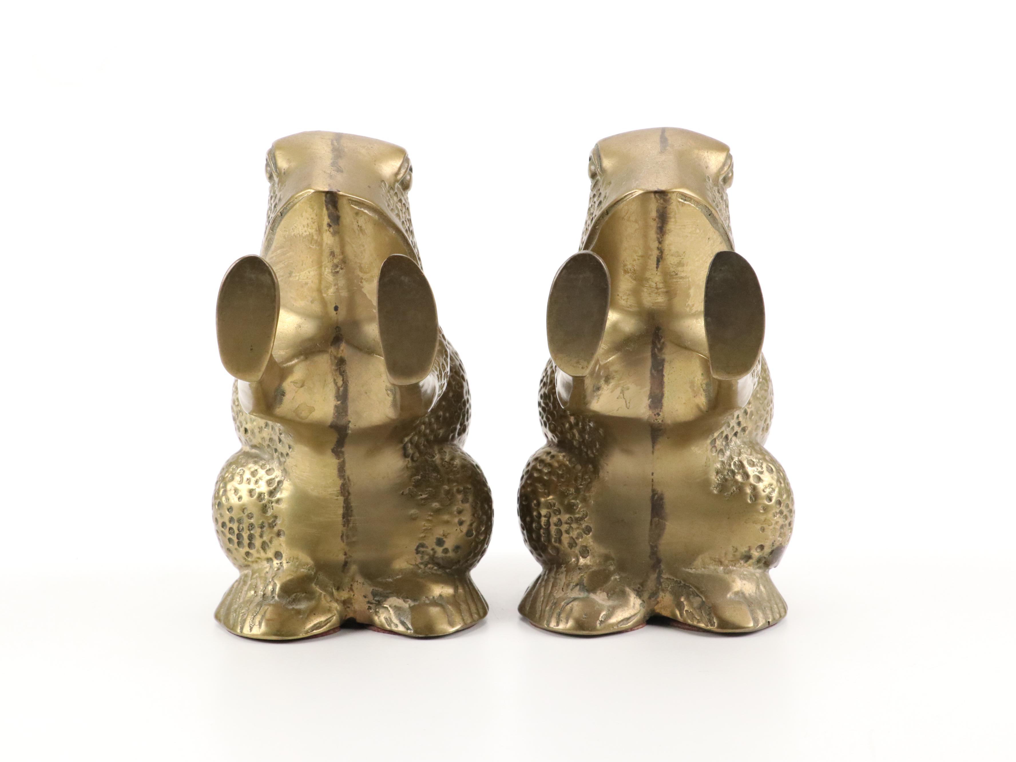 Brass Frog Bookends