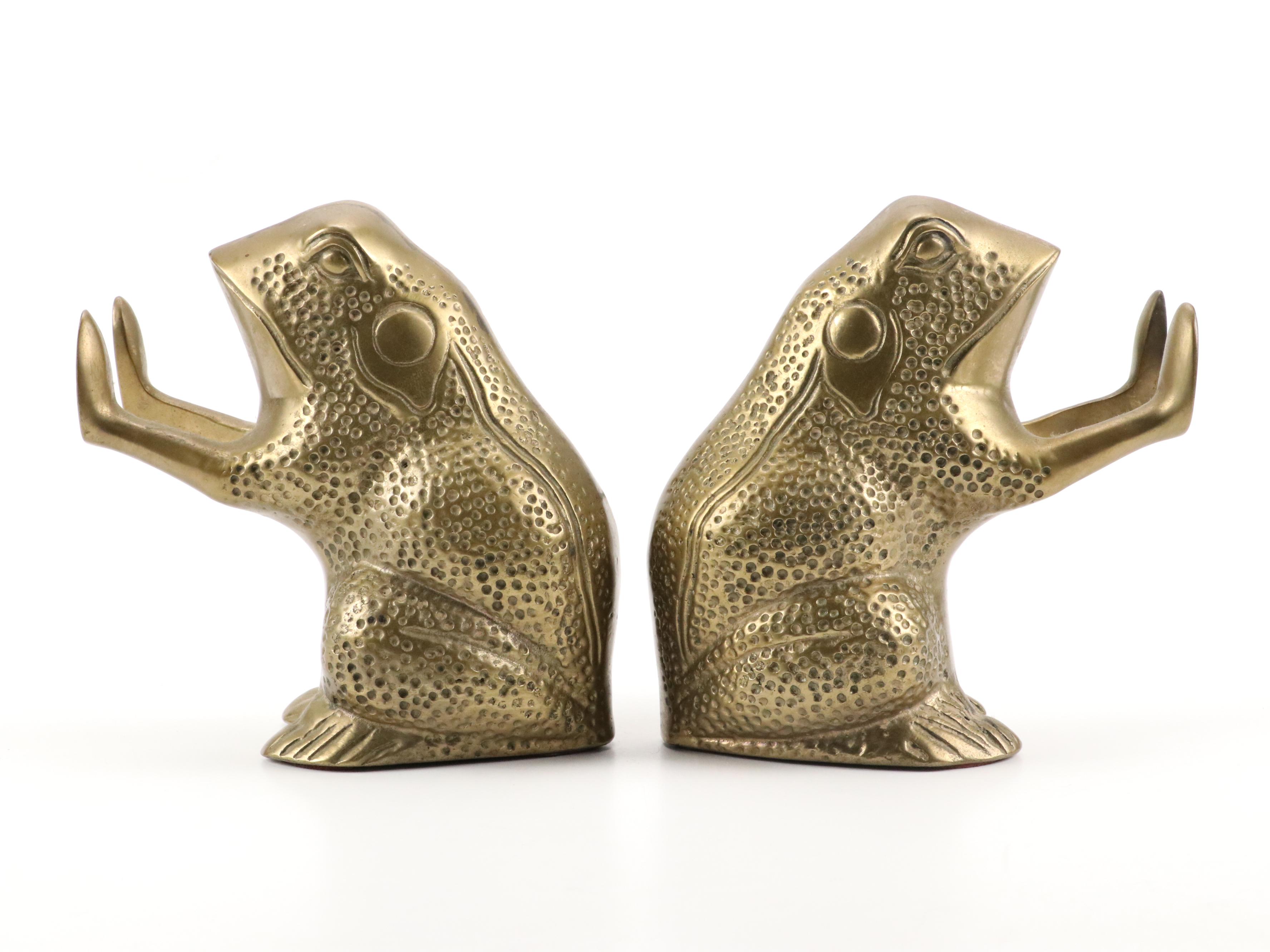 Brass Frog Bookends