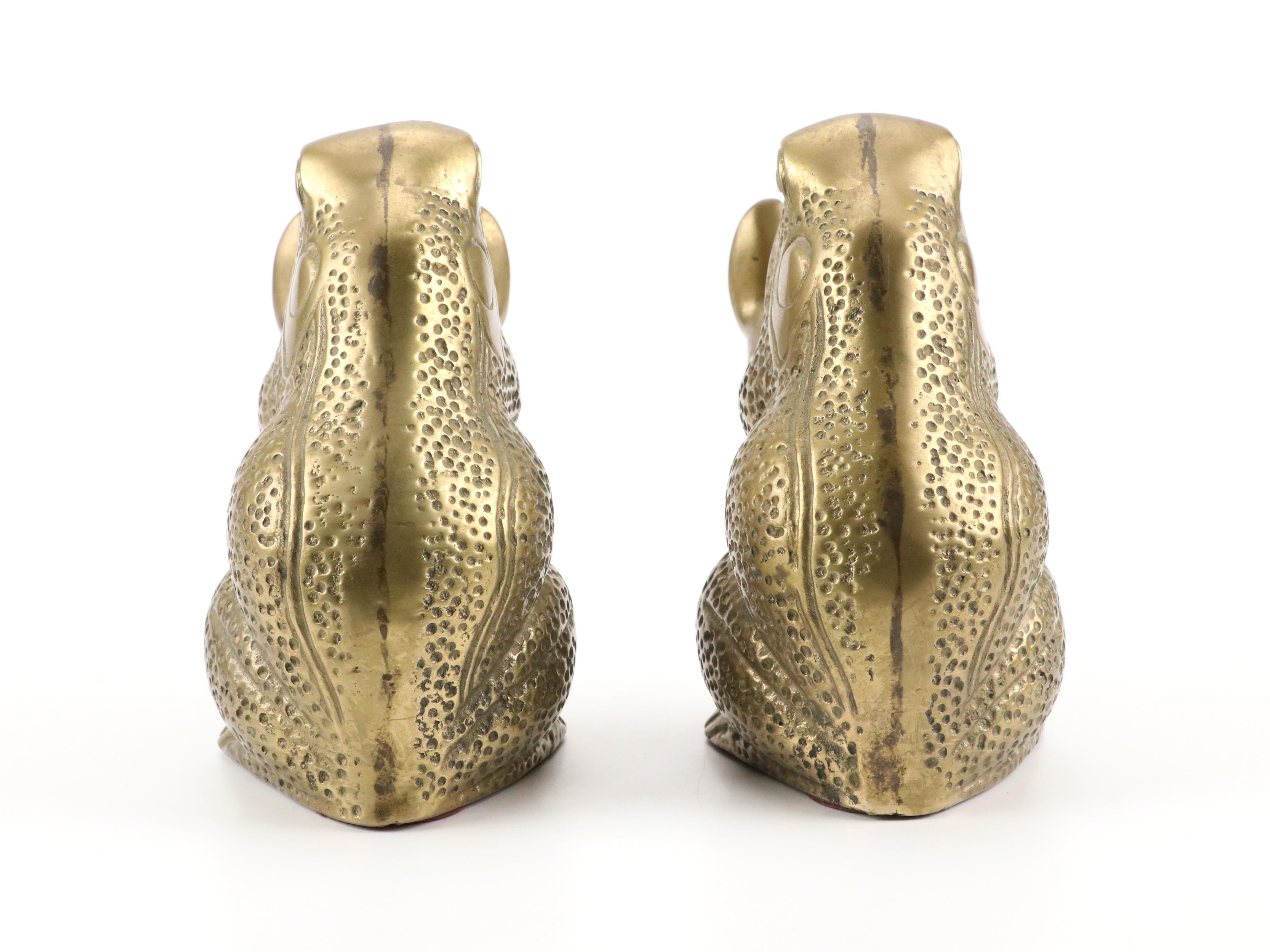 Brass Frog Bookends