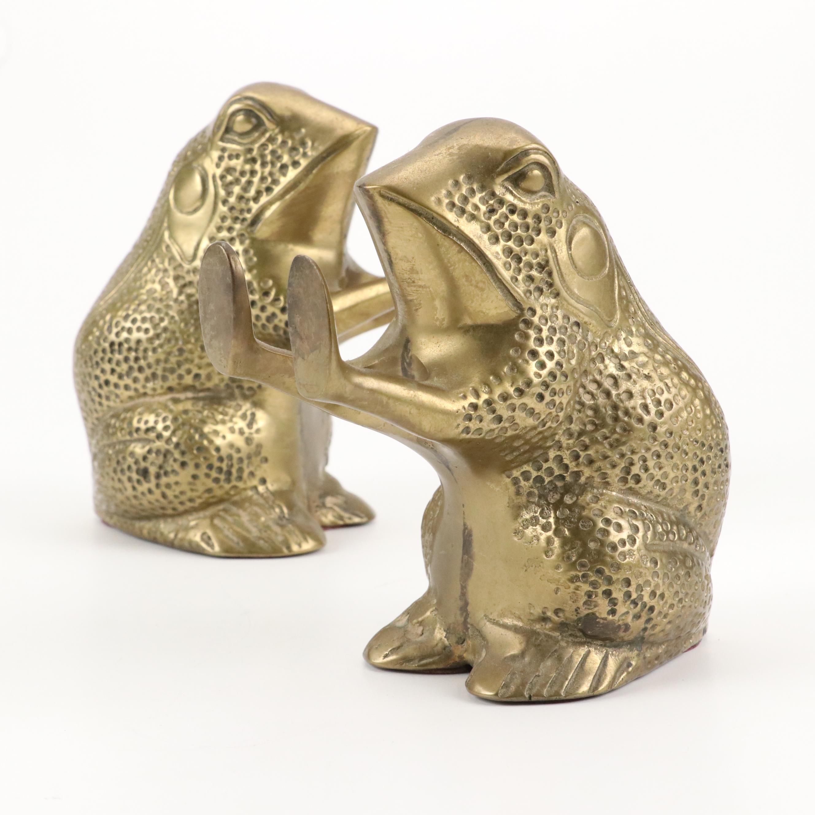 Brass Frog Bookends