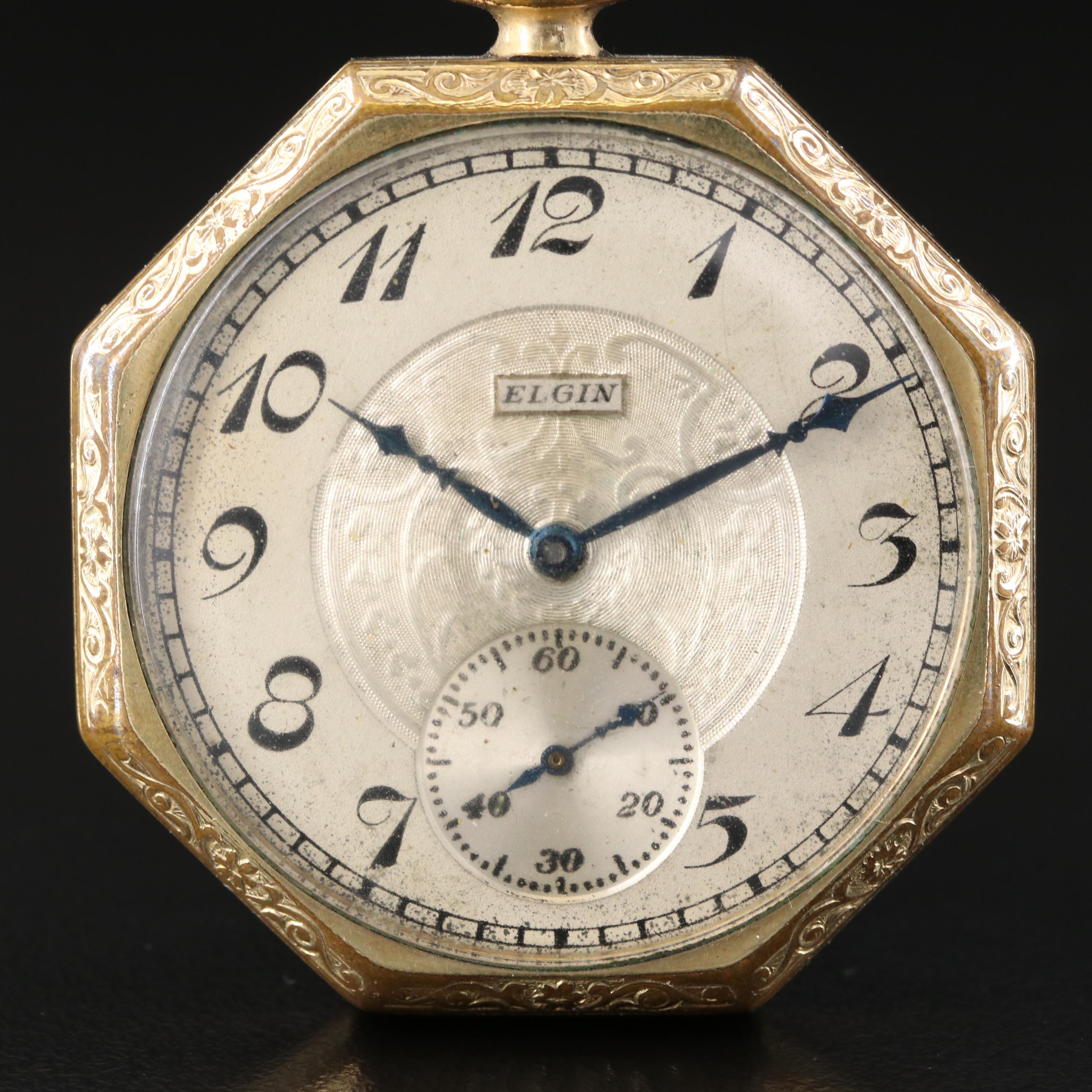 1923 Elgin Gold-Filled Octagon Shape Pocket Watch