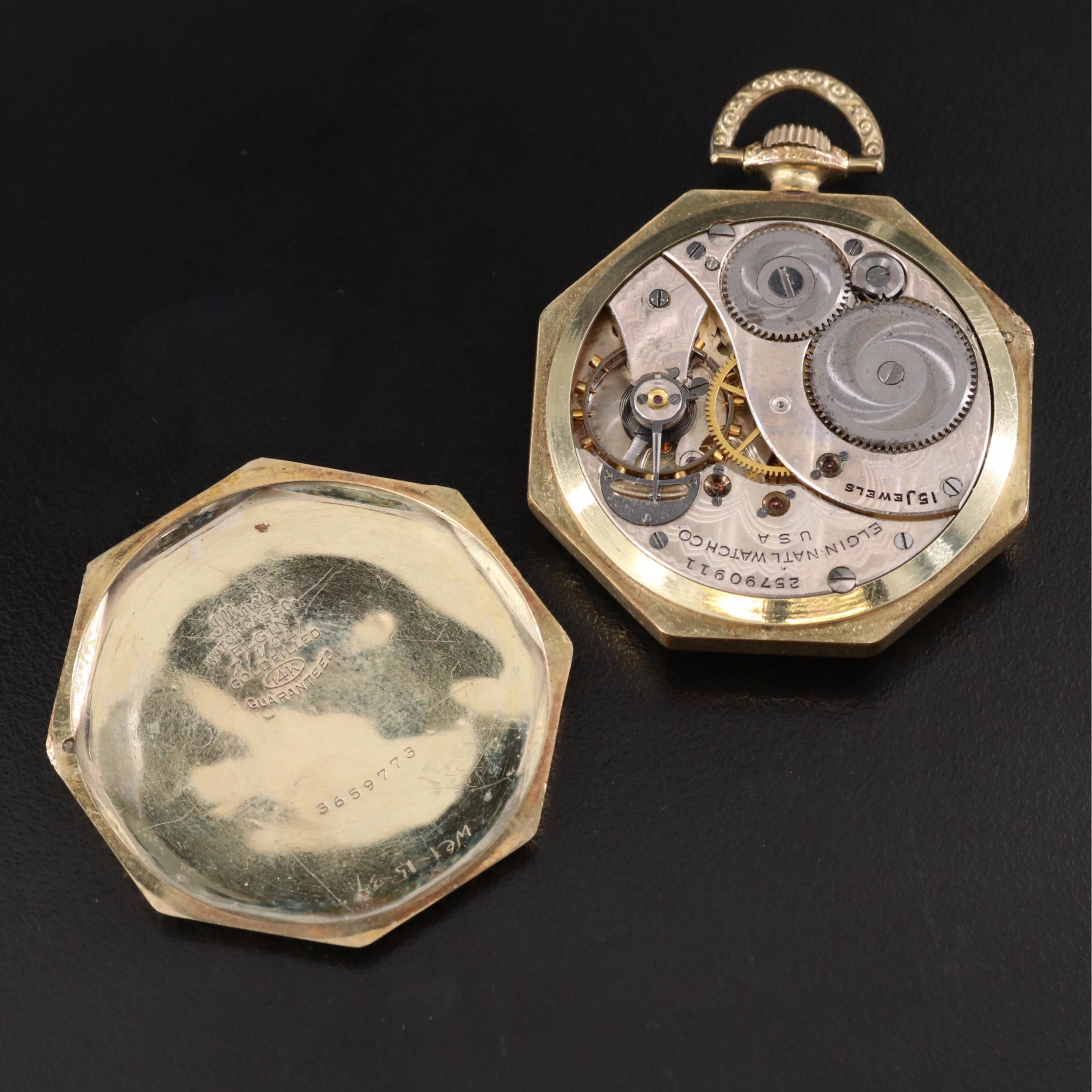 1923 Elgin Gold-Filled Octagon Shape Pocket Watch