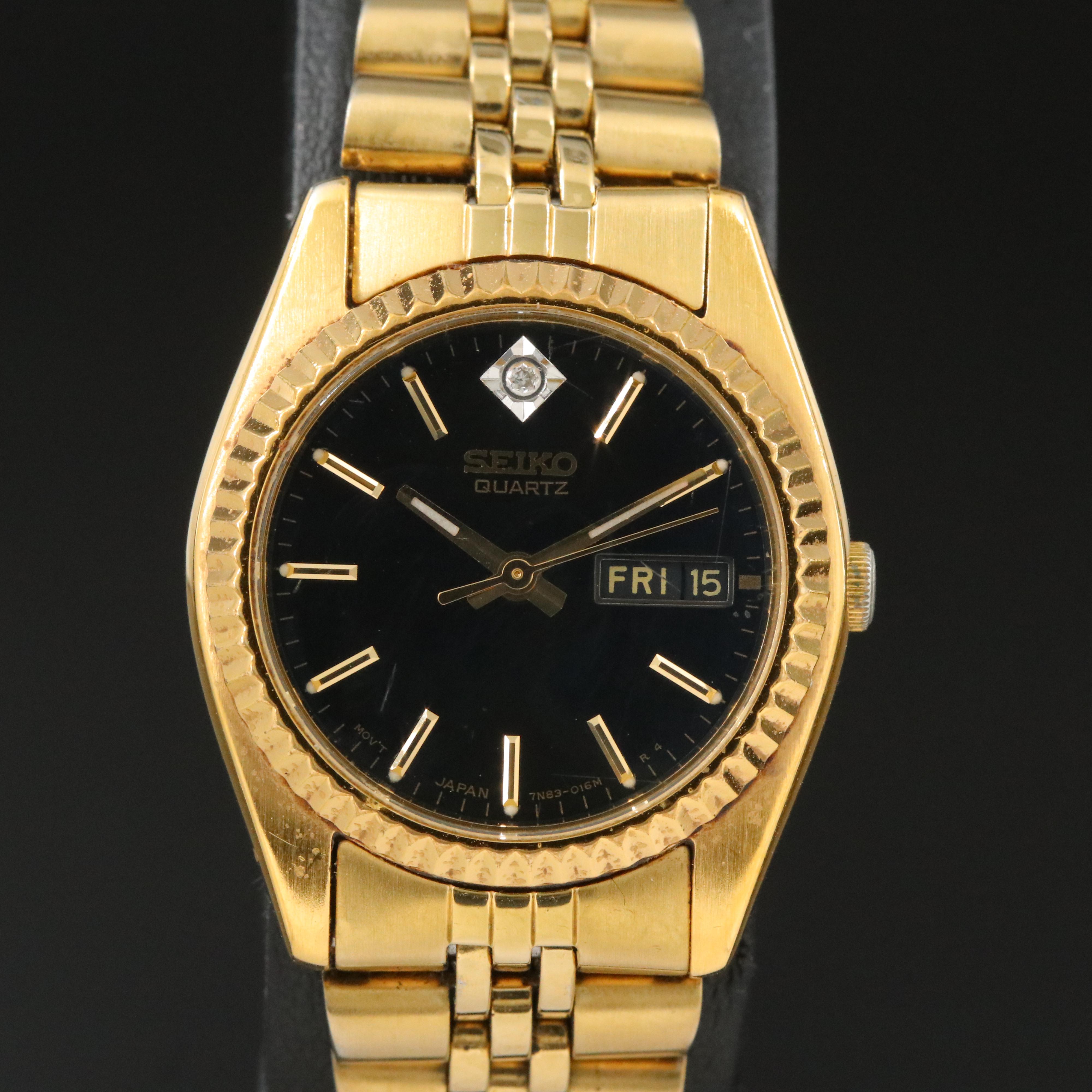 Seiko Day/Date Diamond Dial Watch