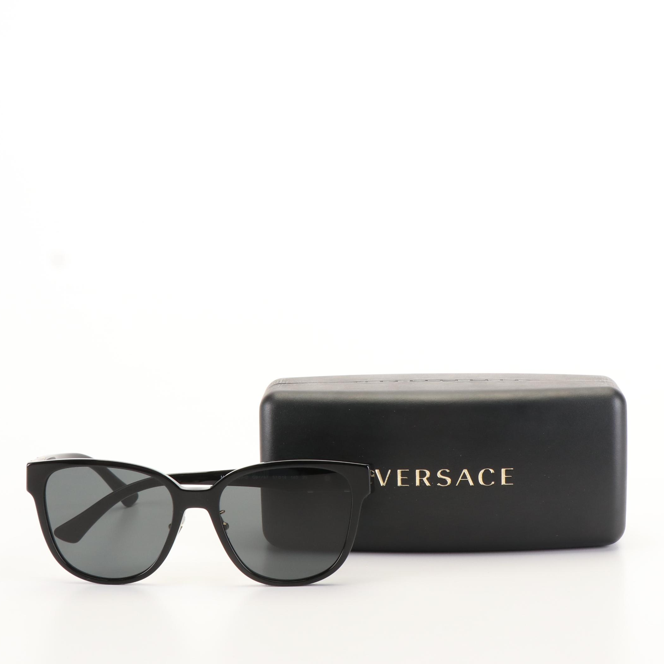 Versace 4460D Dark Gray Sunglasses with Black Frames and Case