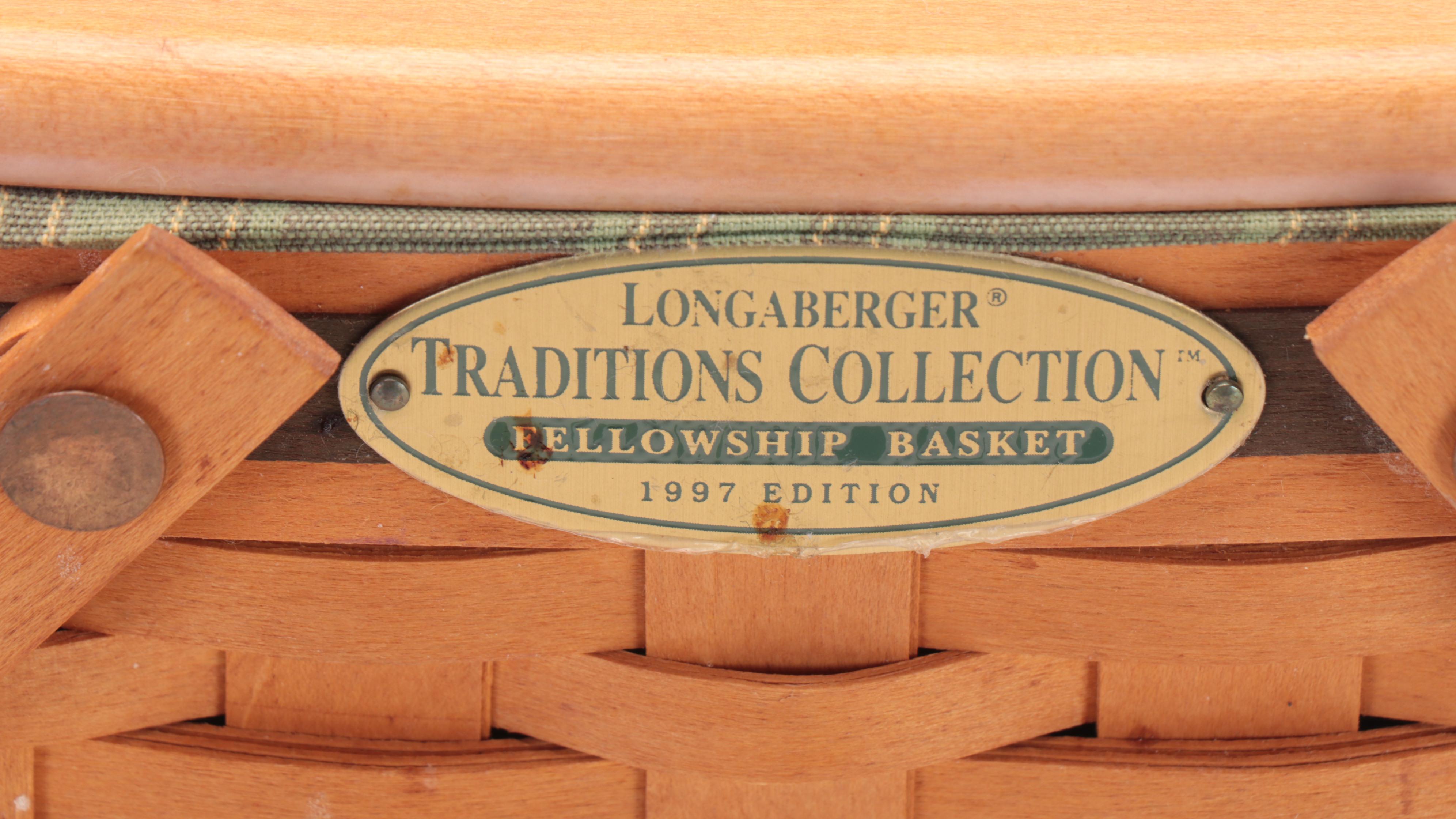 Longaberger Basket Collection with Fabric Liners and Acrylic Inserts, 1990s