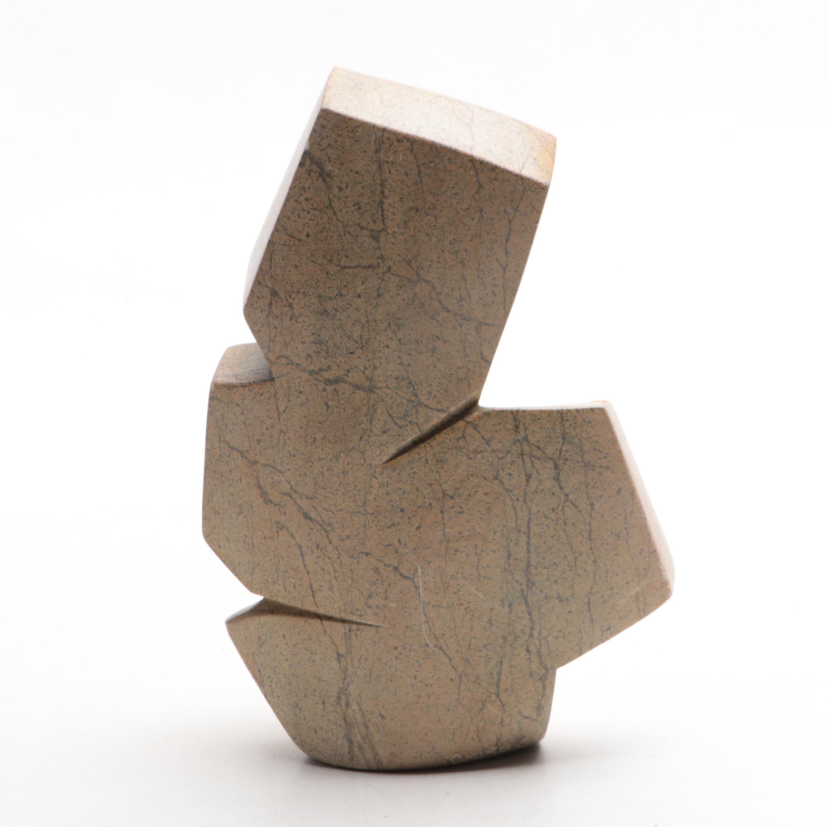 Omiro Chewa Shona Hand-Carved Leopard Rock Serpentine Cubist Figure