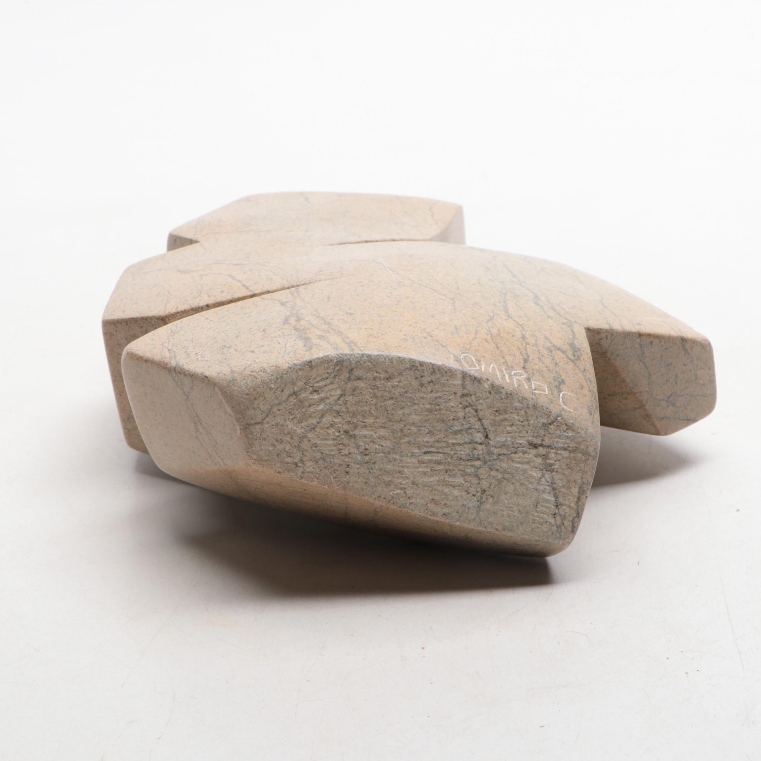 Omiro Chewa Shona Hand-Carved Leopard Rock Serpentine Cubist Figure