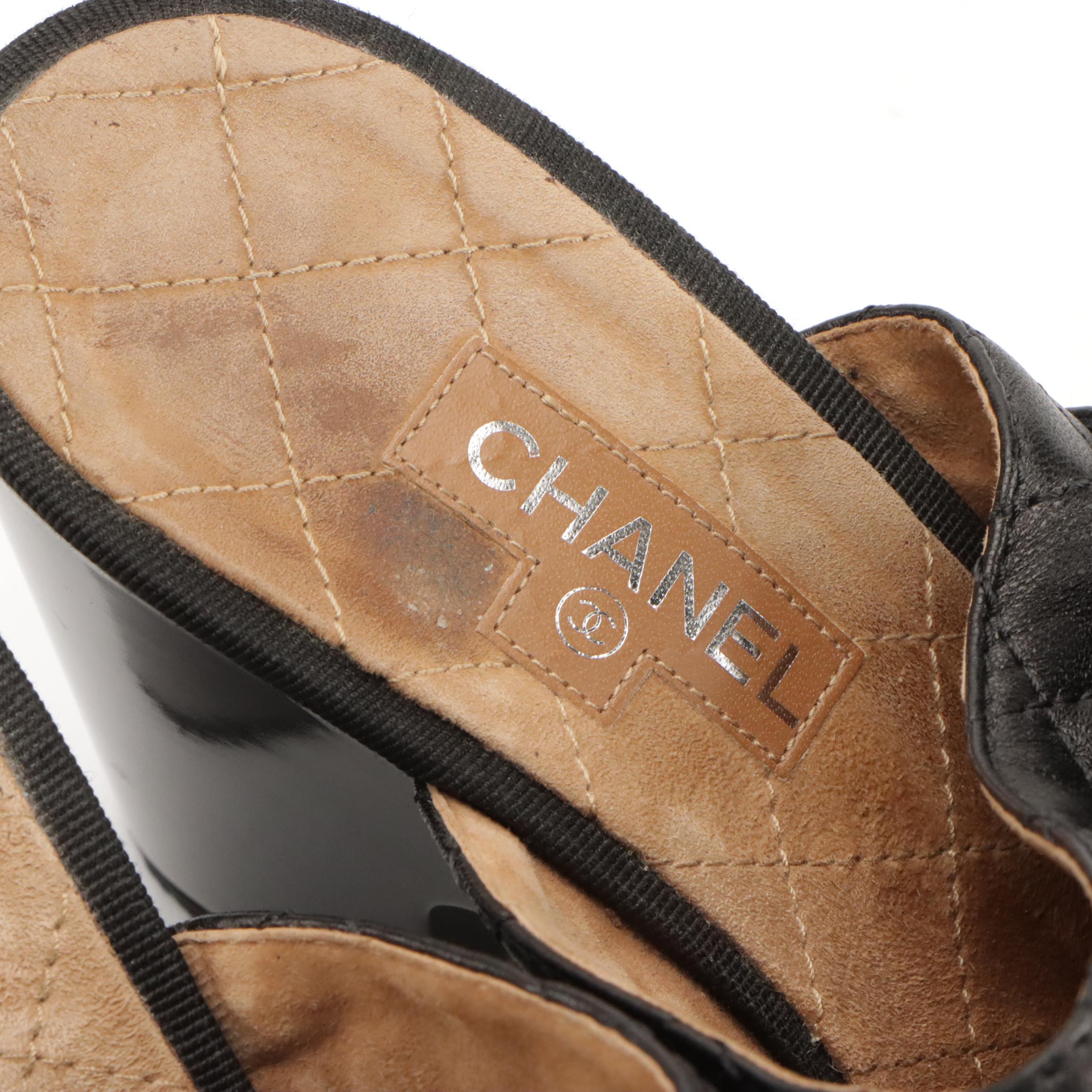 Chanel Black Quilted Lambskin Leather CC Turnlock Block Heel Clogs in Box