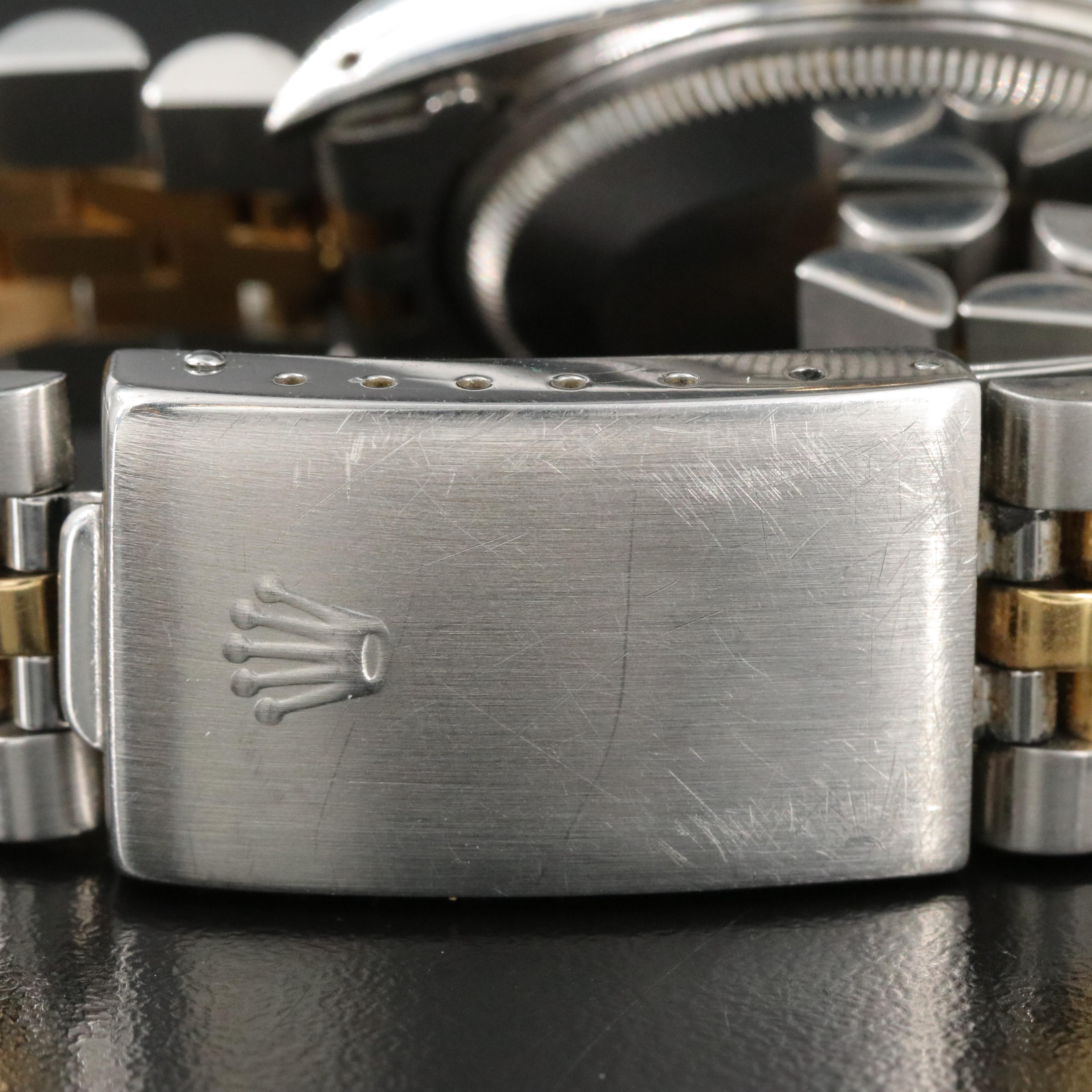 1989 Rolex 18K Engine Turned Bezel Date Watch