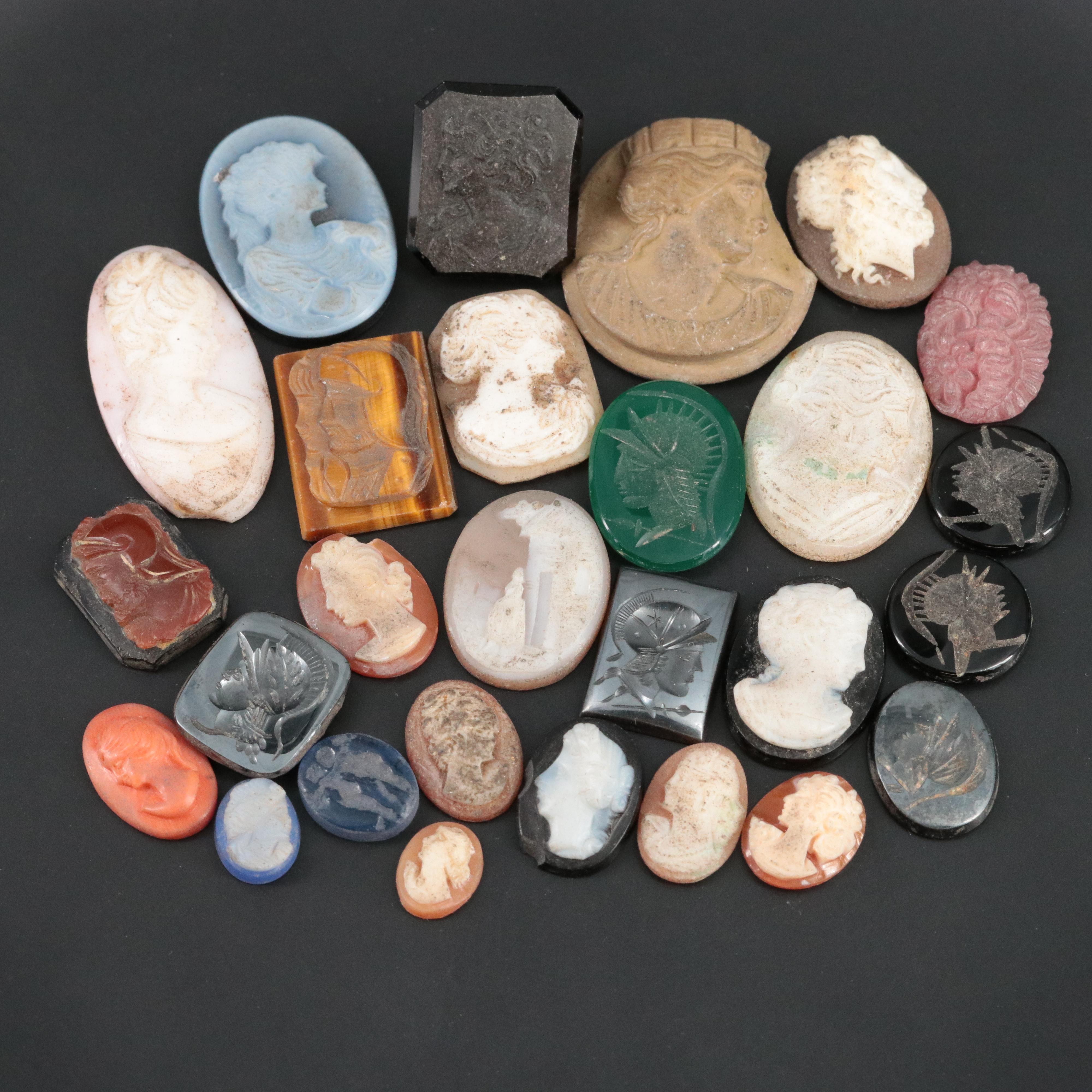 Loose Mixed Gemstone Cameo and Intaglio Assortment