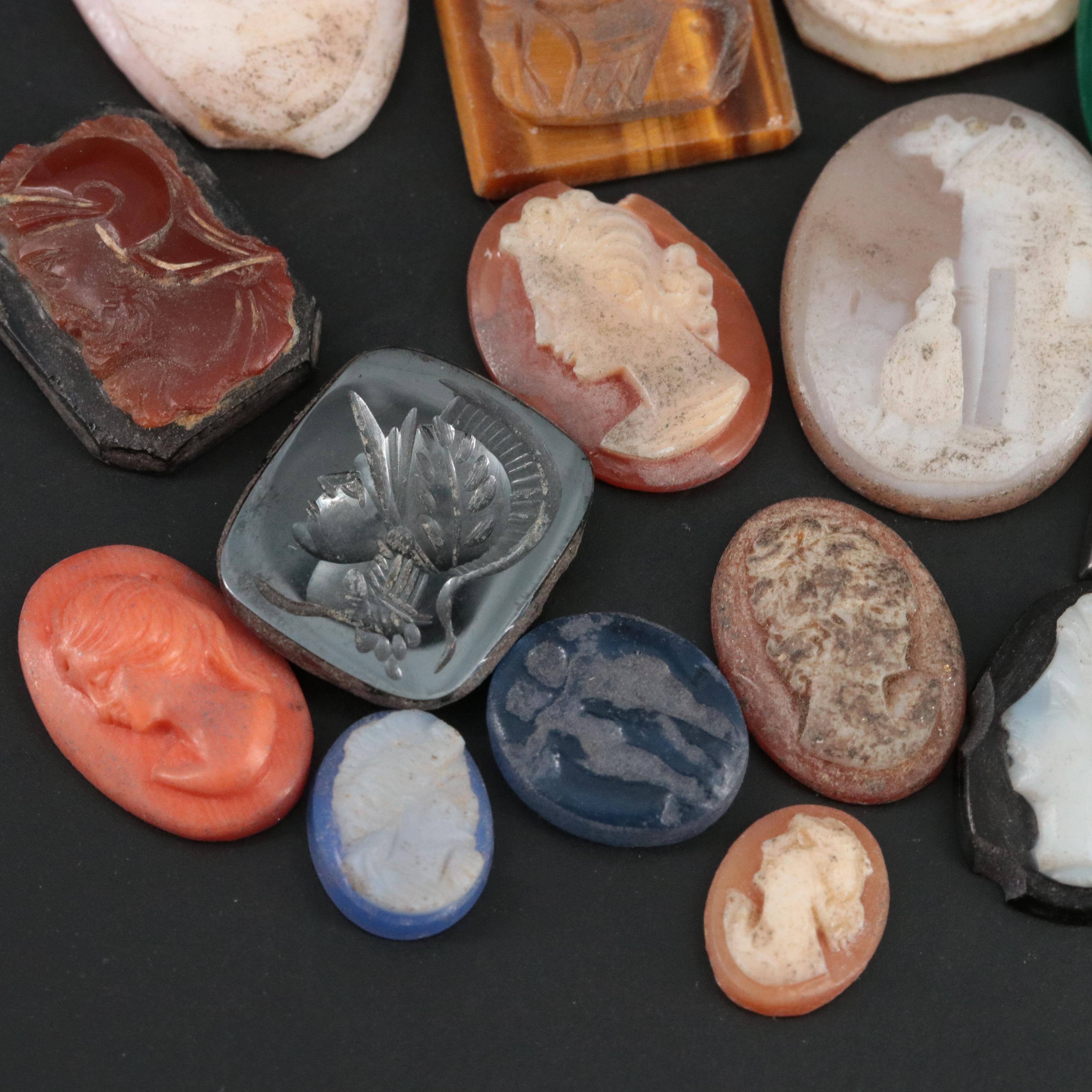 Loose Mixed Gemstone Cameo and Intaglio Assortment