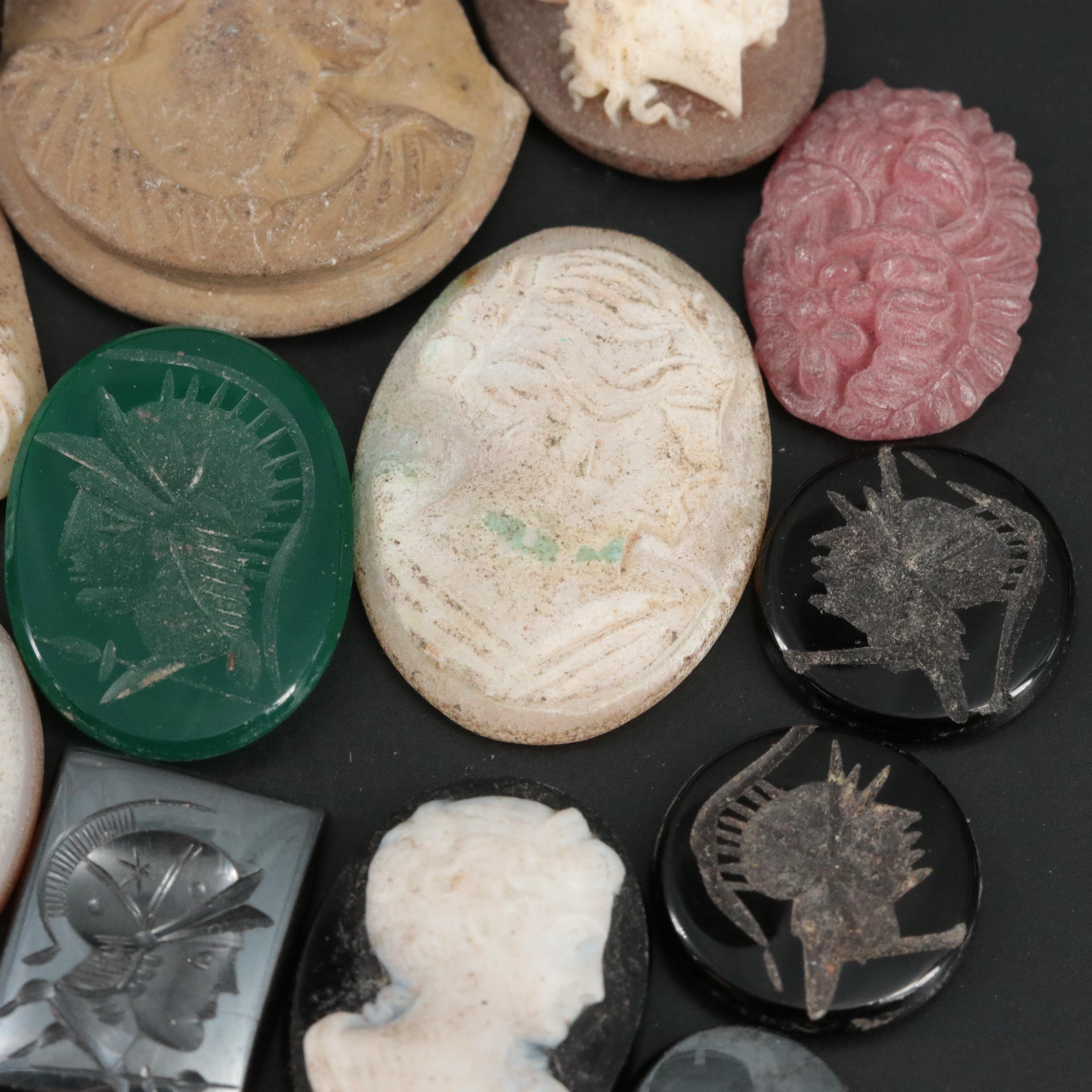 Loose Mixed Gemstone Cameo and Intaglio Assortment