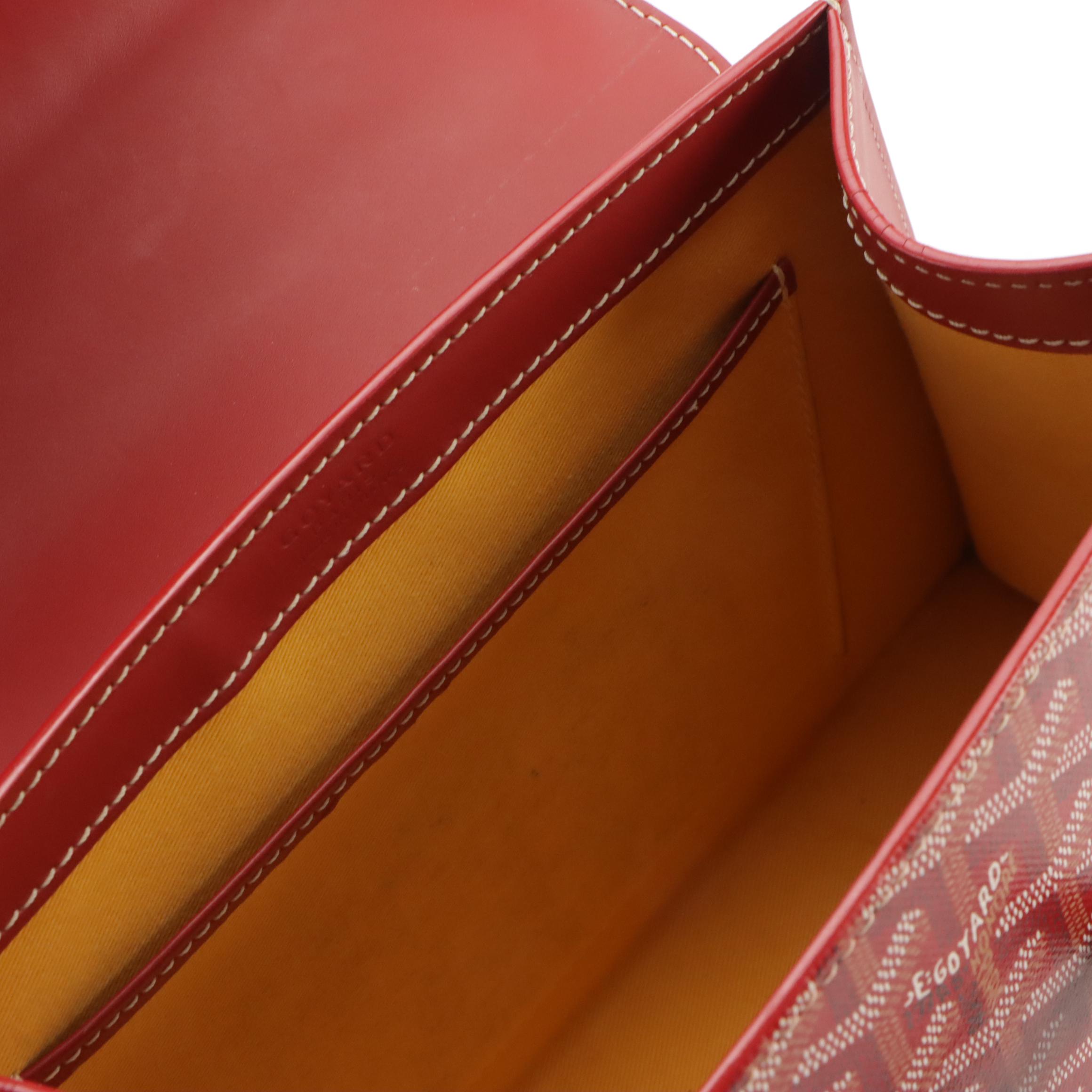 Goyard Saïgon PM Top Handle 2-Way Bag in Red Goyardine Canvas & Clamecy Cowhide