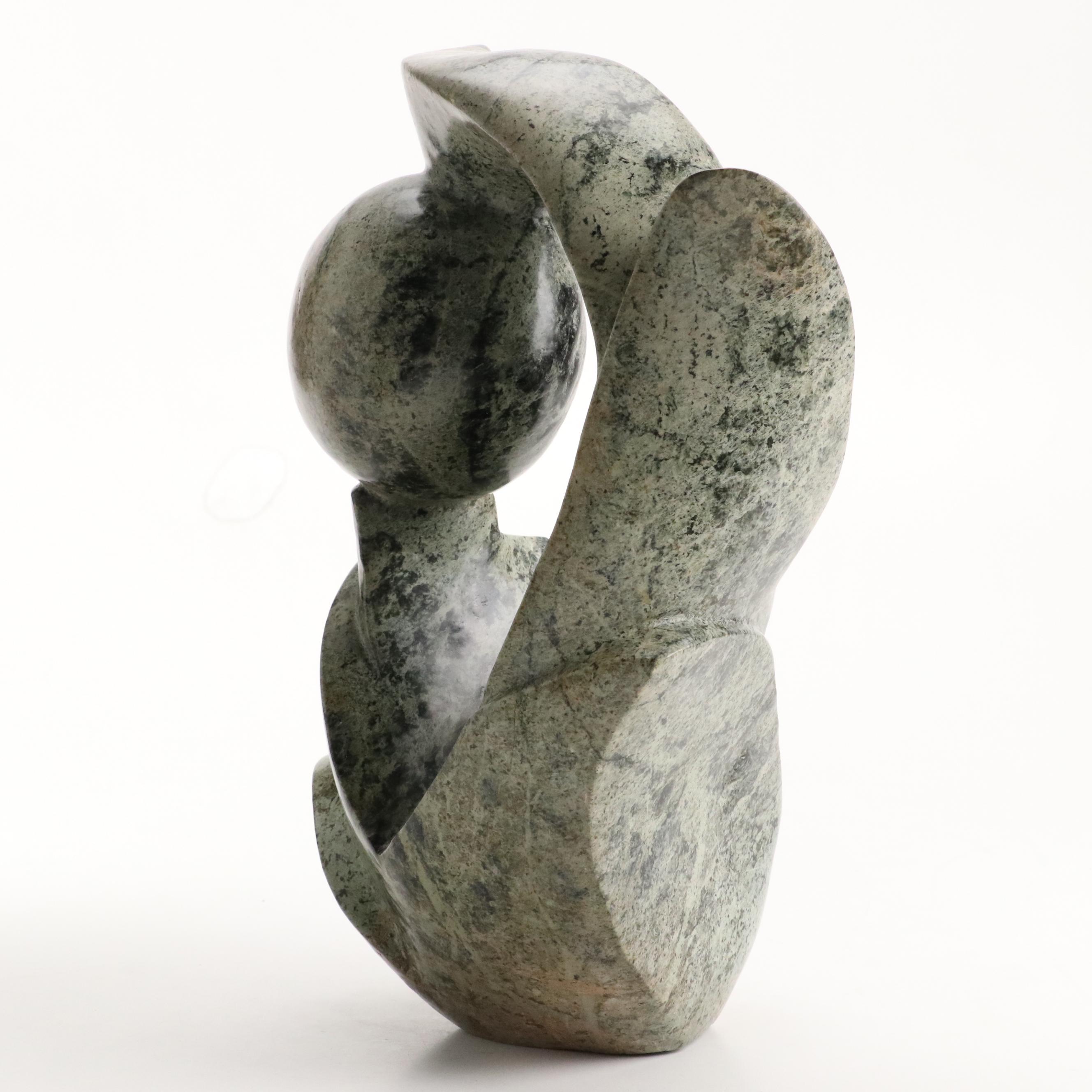 Chewa Omira Shona Hand-Carved Leopard Rock Serpentine Cubist Figure