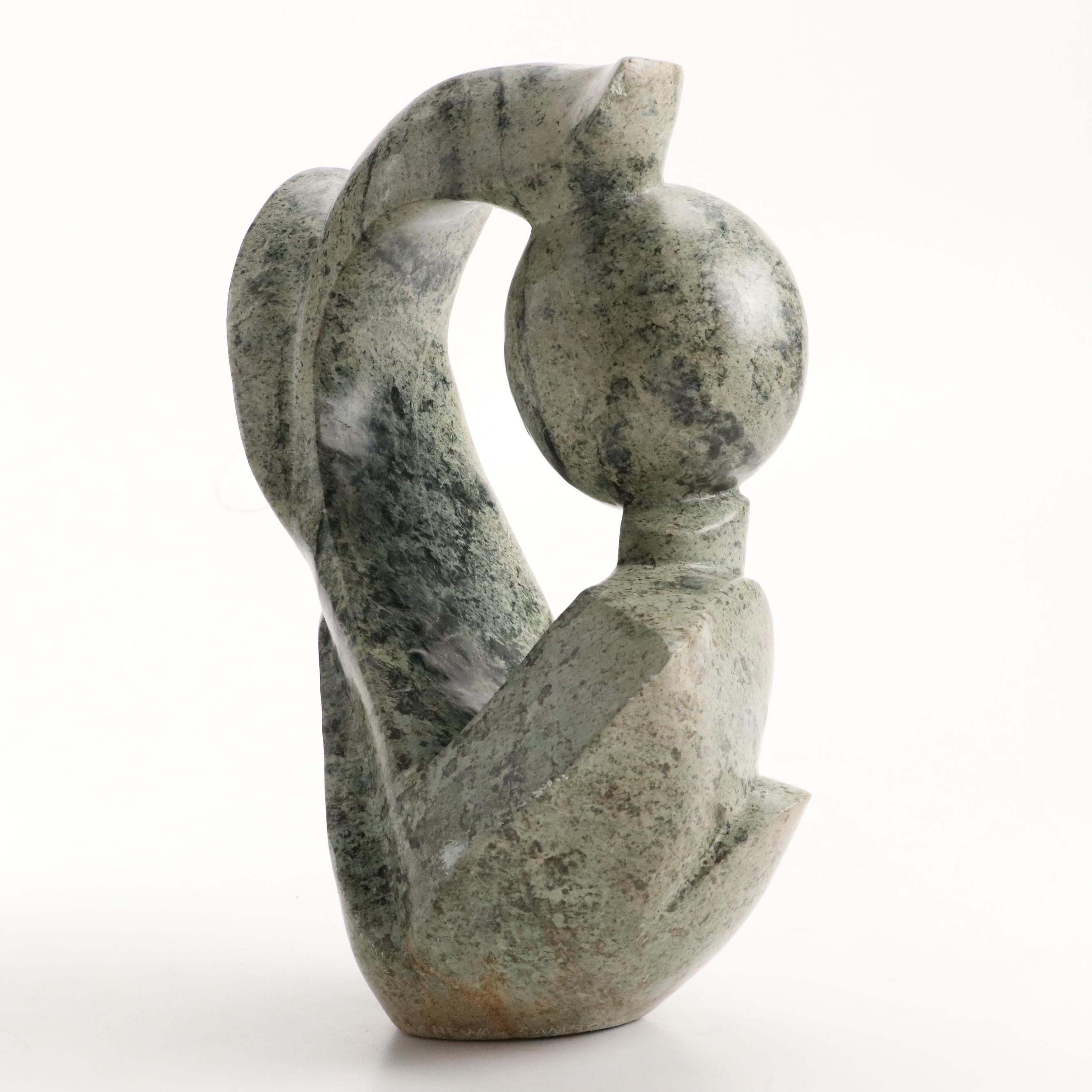 Chewa Omira Shona Hand-Carved Leopard Rock Serpentine Cubist Figure