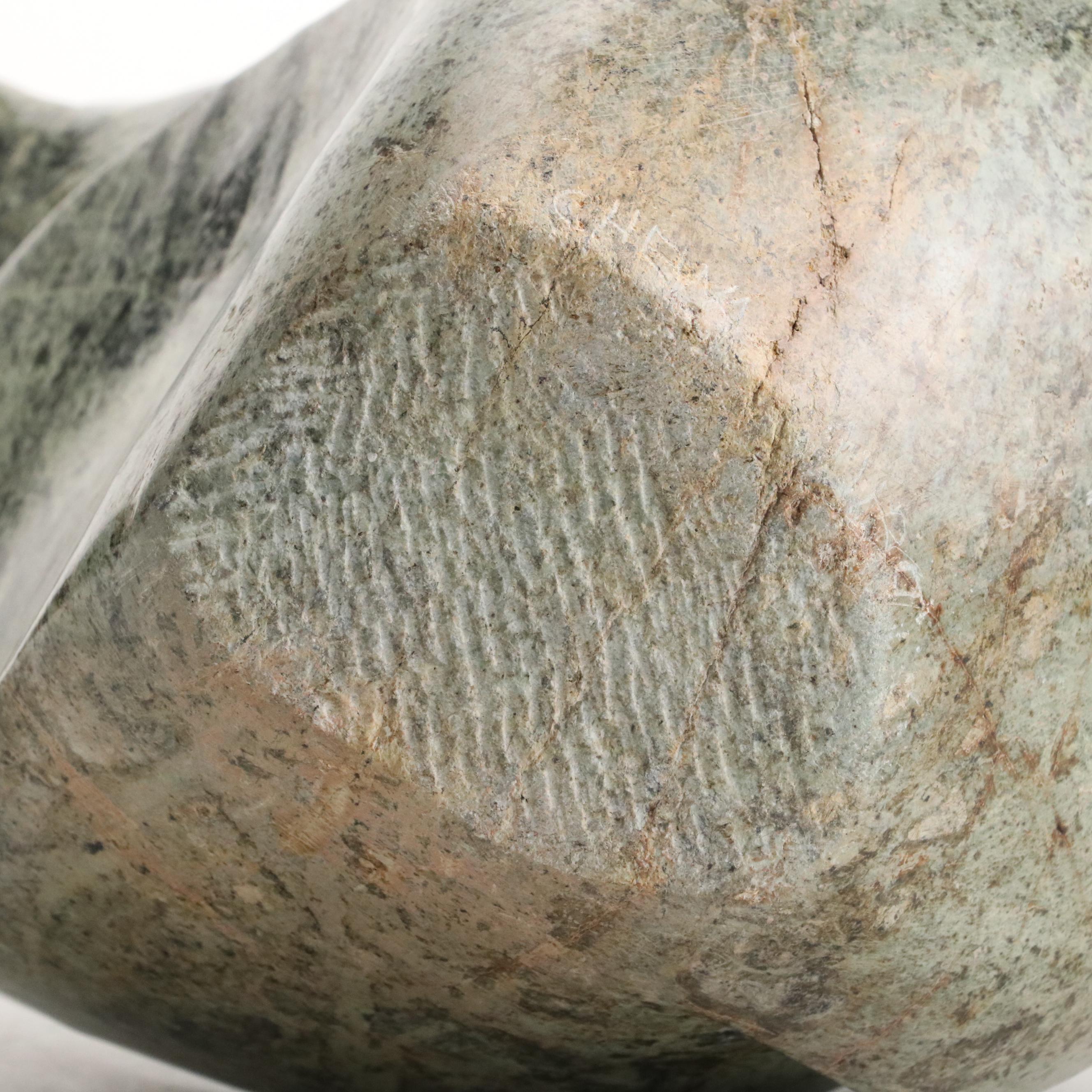 Chewa Omira Shona Hand-Carved Leopard Rock Serpentine Cubist Figure