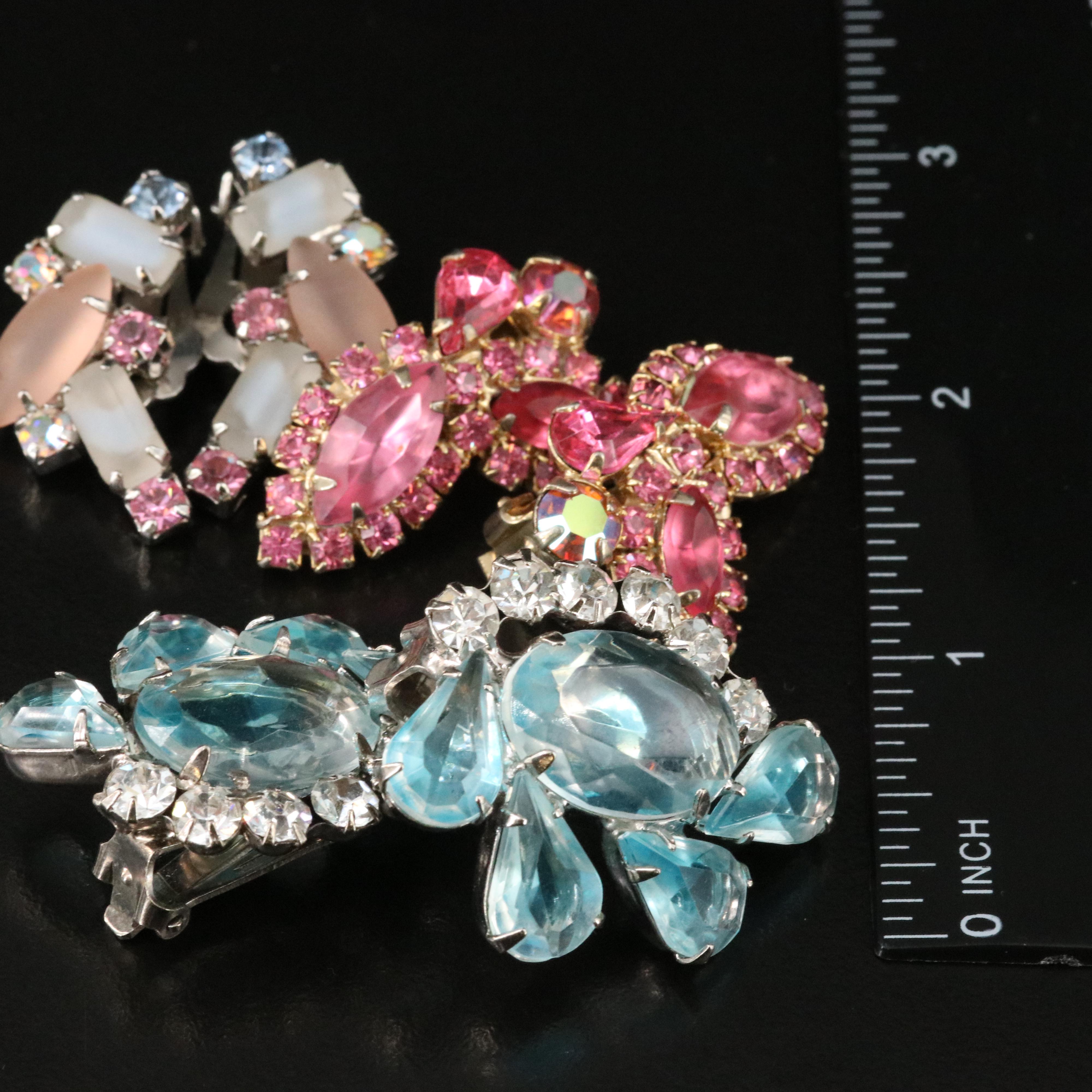 Vintage Rhinestone Earring Collection Featuring Weiss and Coro