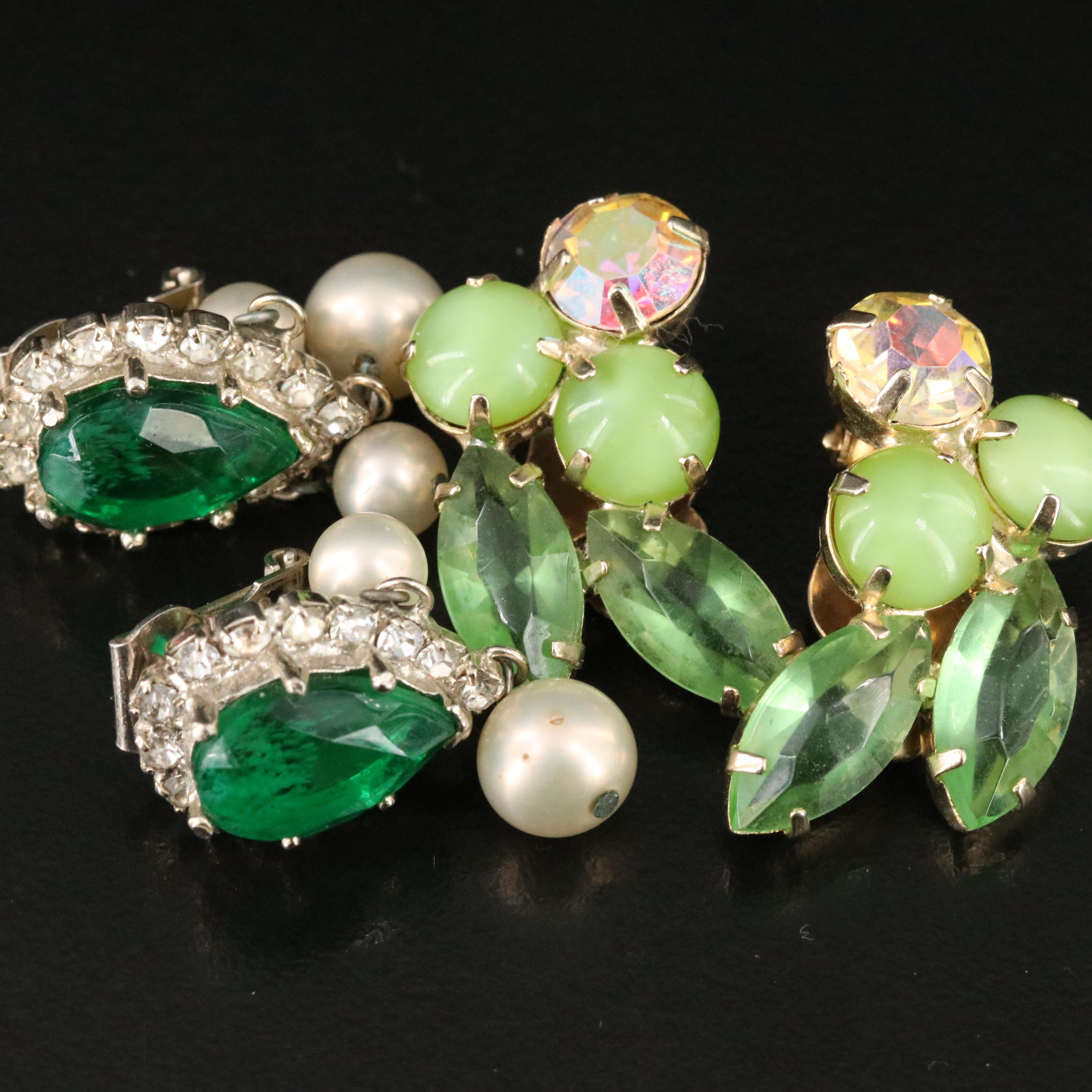 Vintage Rhinestone Earring Collection Featuring Weiss and Coro