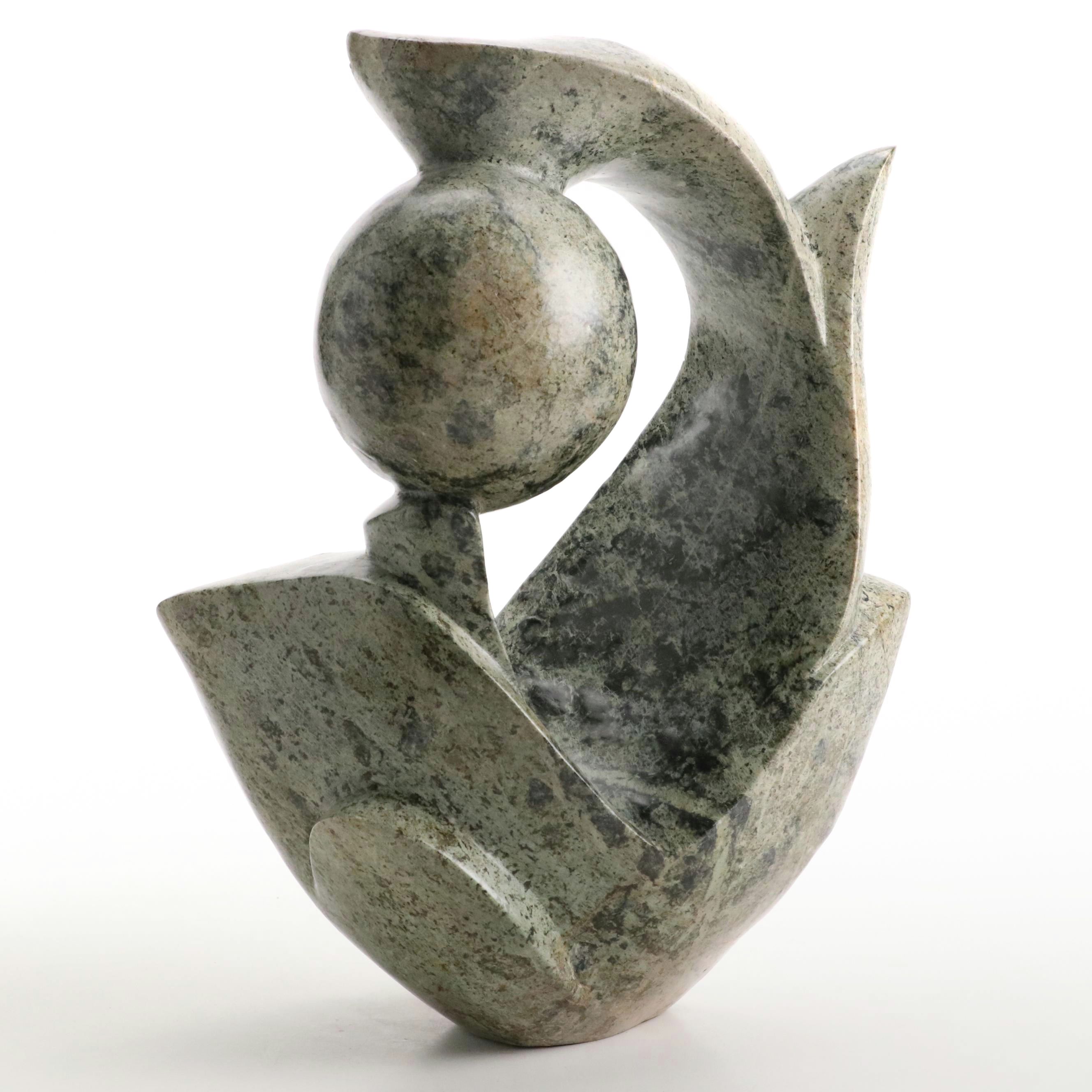 Chewa Omira Shona Hand-Carved Leopard Rock Serpentine Cubist Figure