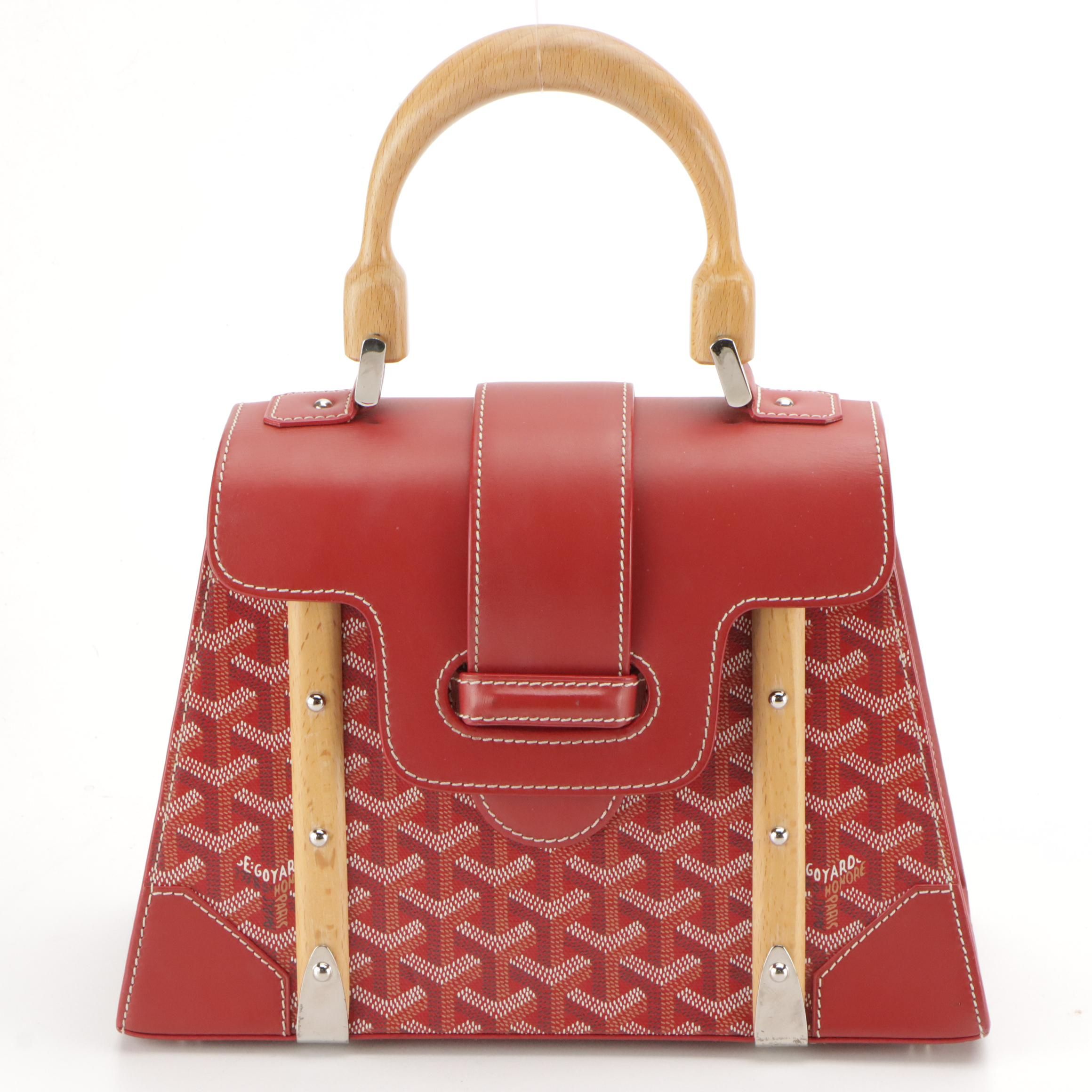 Goyard Saïgon PM Top Handle 2-Way Bag in Red Goyardine Canvas & Clamecy Cowhide