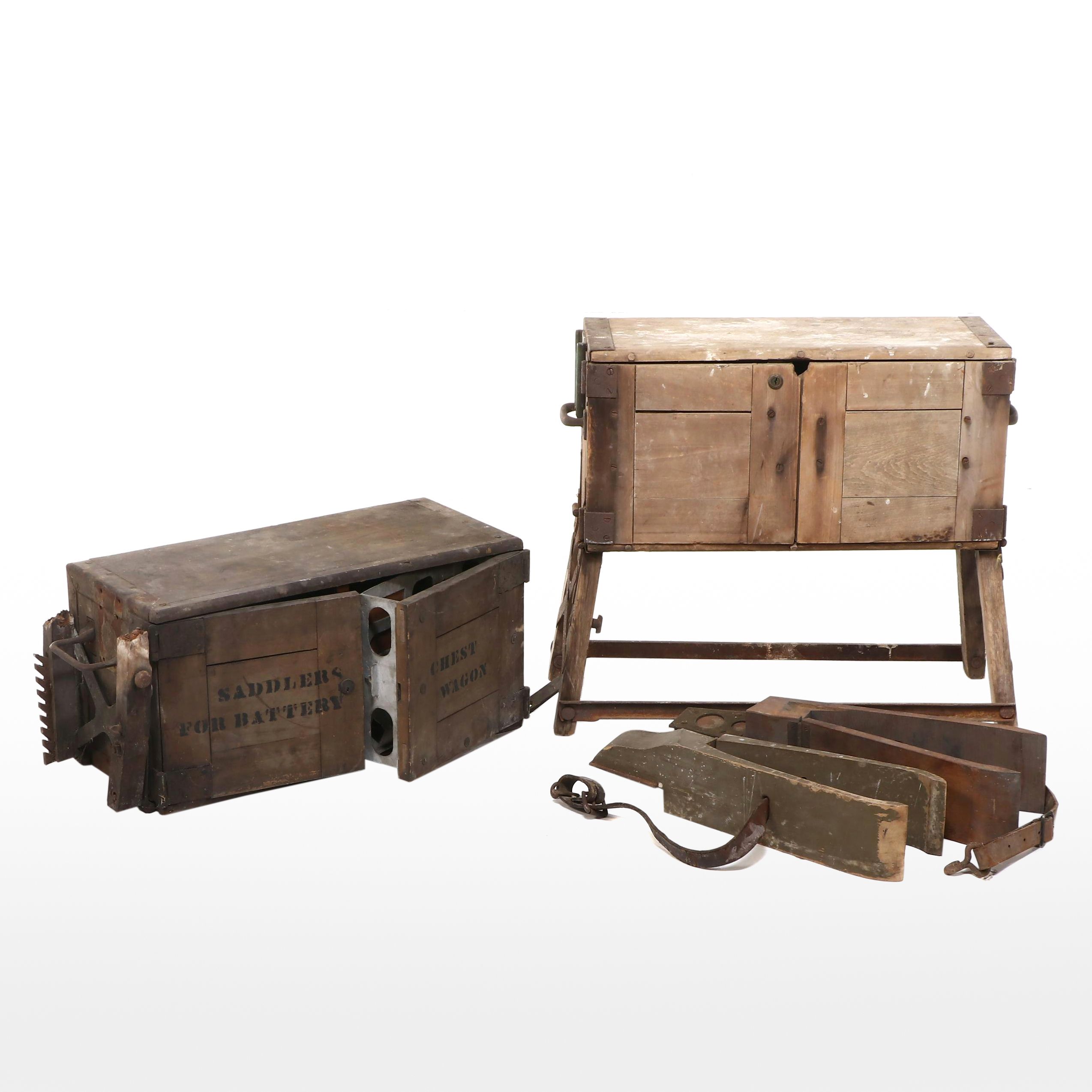 World War I Era Saddlers Chests From Military Battery Wagon