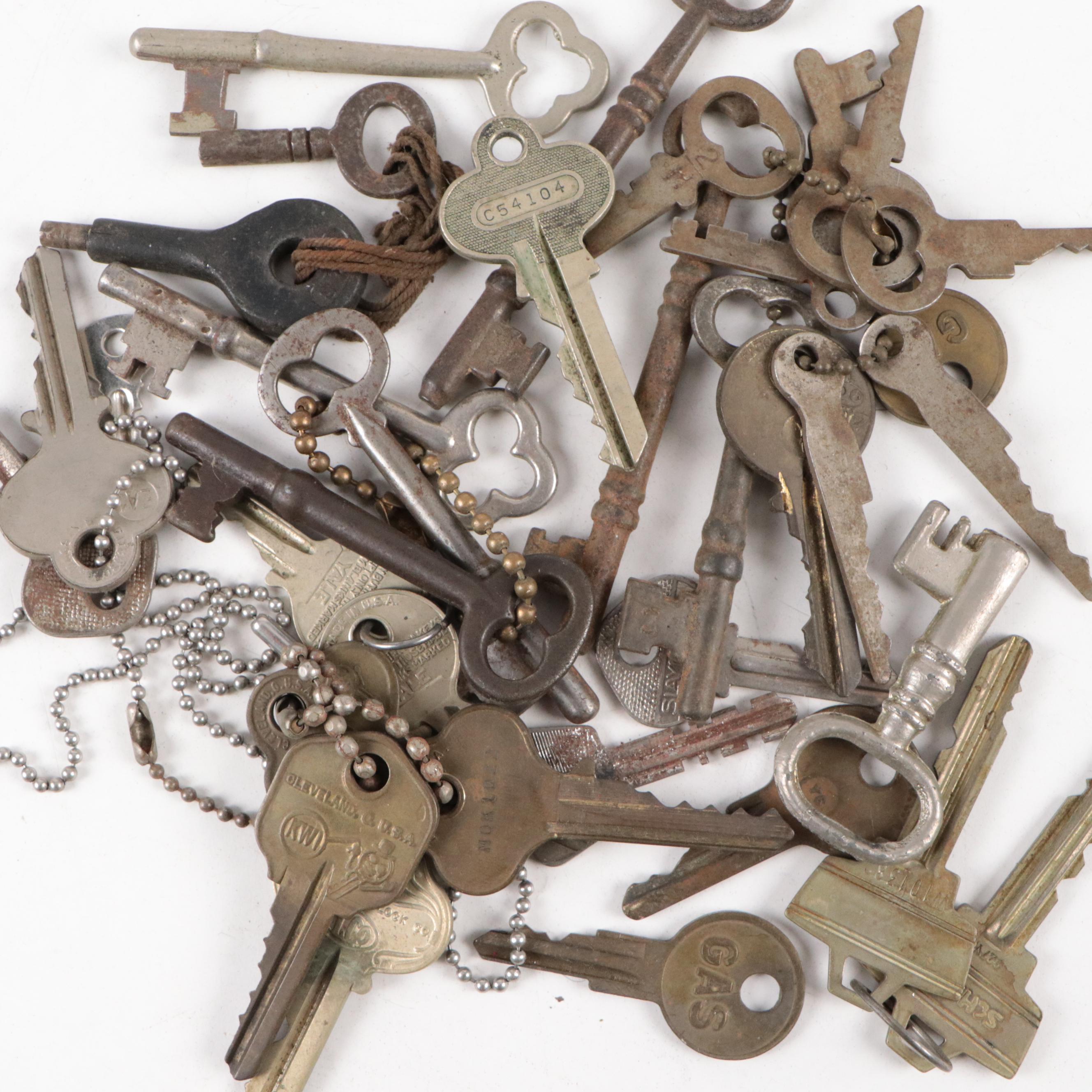 Skeleton and Padlock Keys with Fountain Pens, Marbles and More