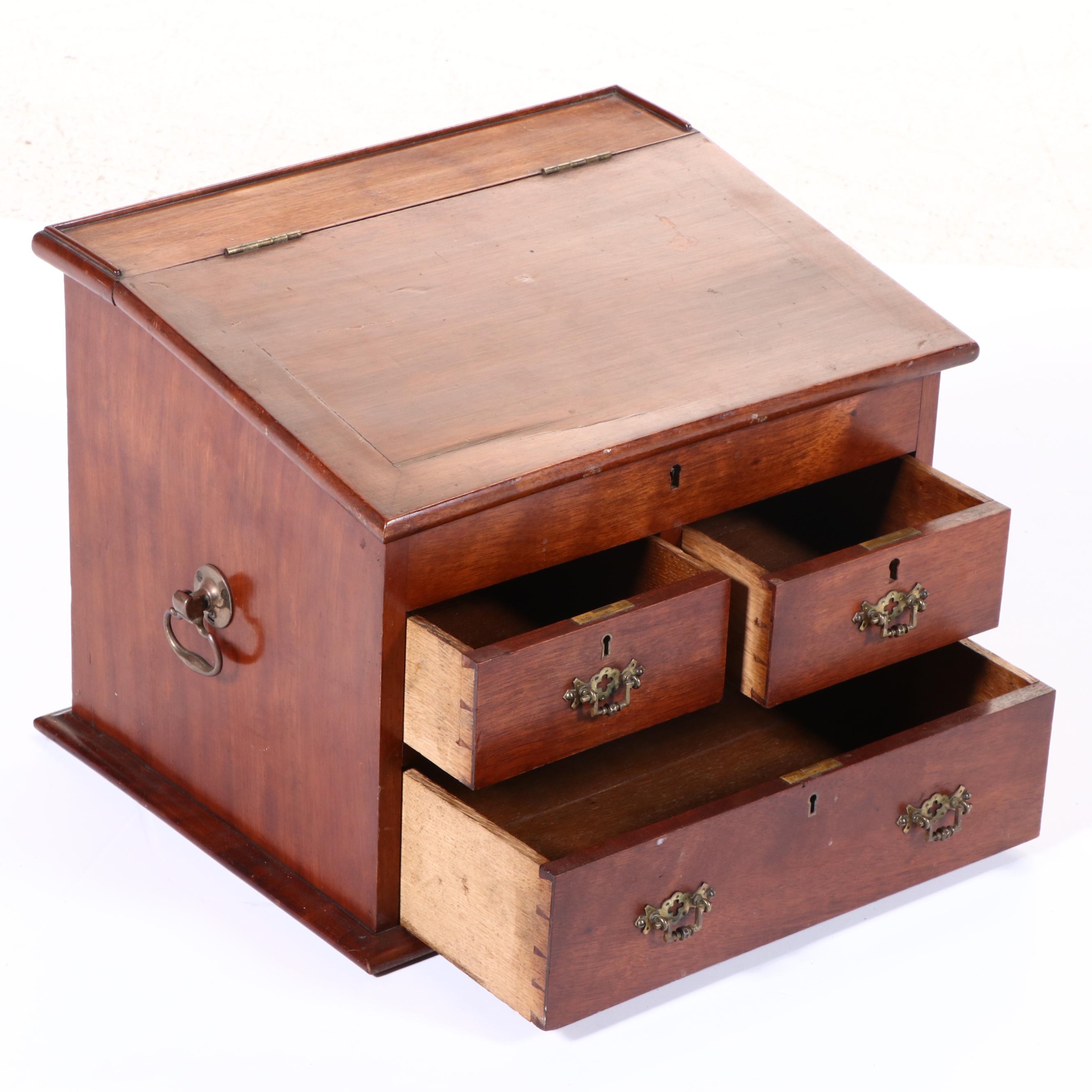 Victorian Mahogany Slant-Lid Tabletop Desk, Mid to Late 19th Century