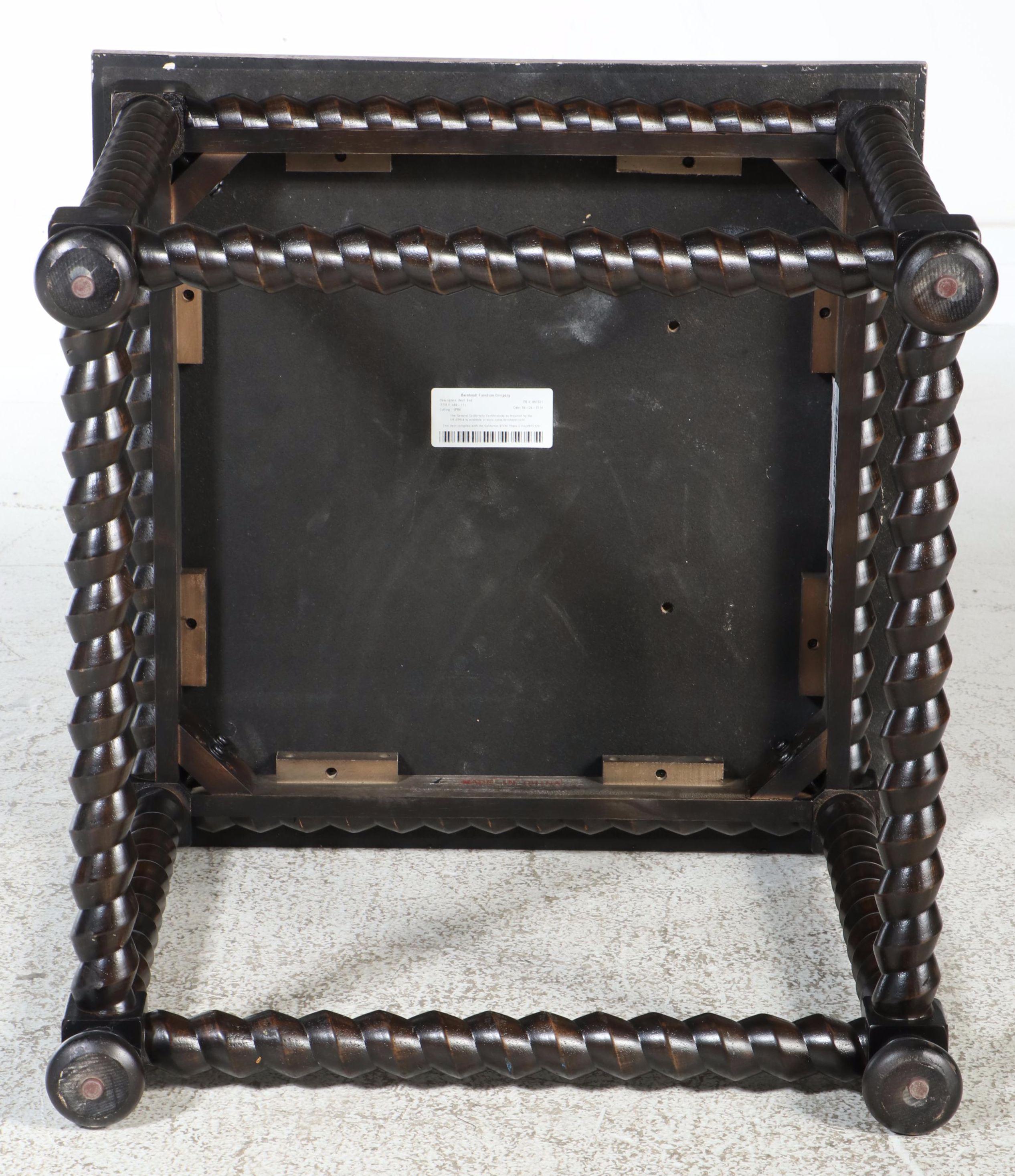 Bernhardt "Cordova" Ebonized Hardwood and Laminated Travertine Side Table