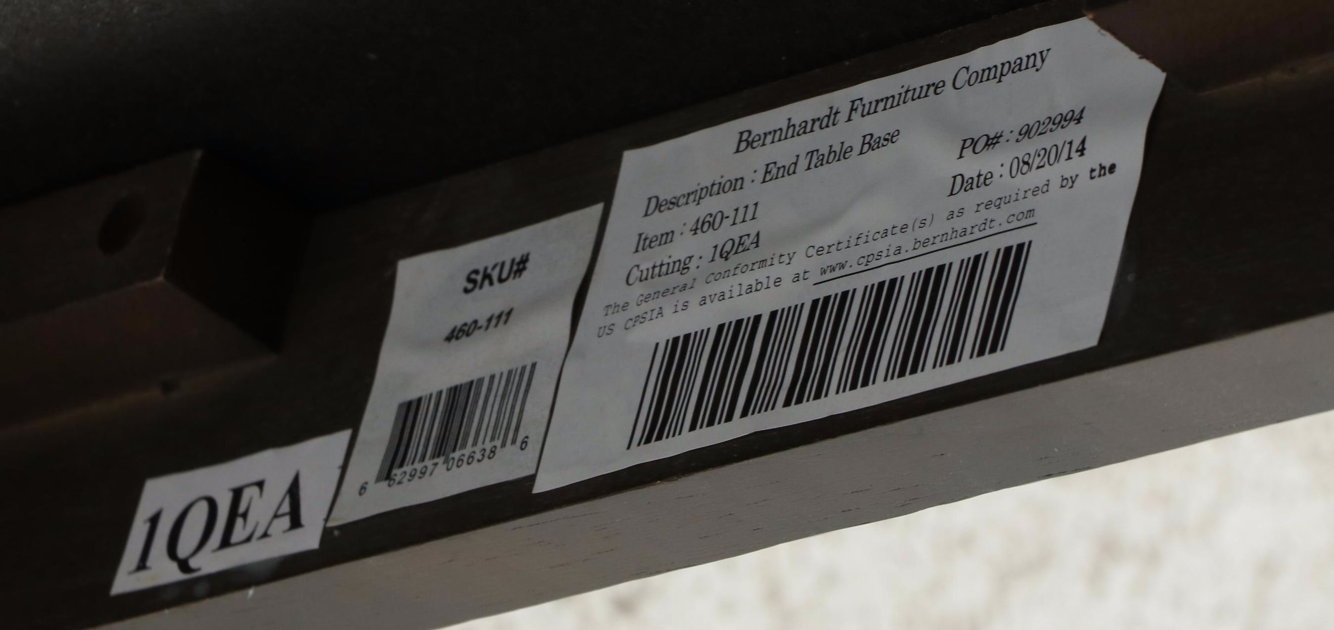 Bernhardt "Cordova" Ebonized Hardwood and Laminated Travertine Side Table