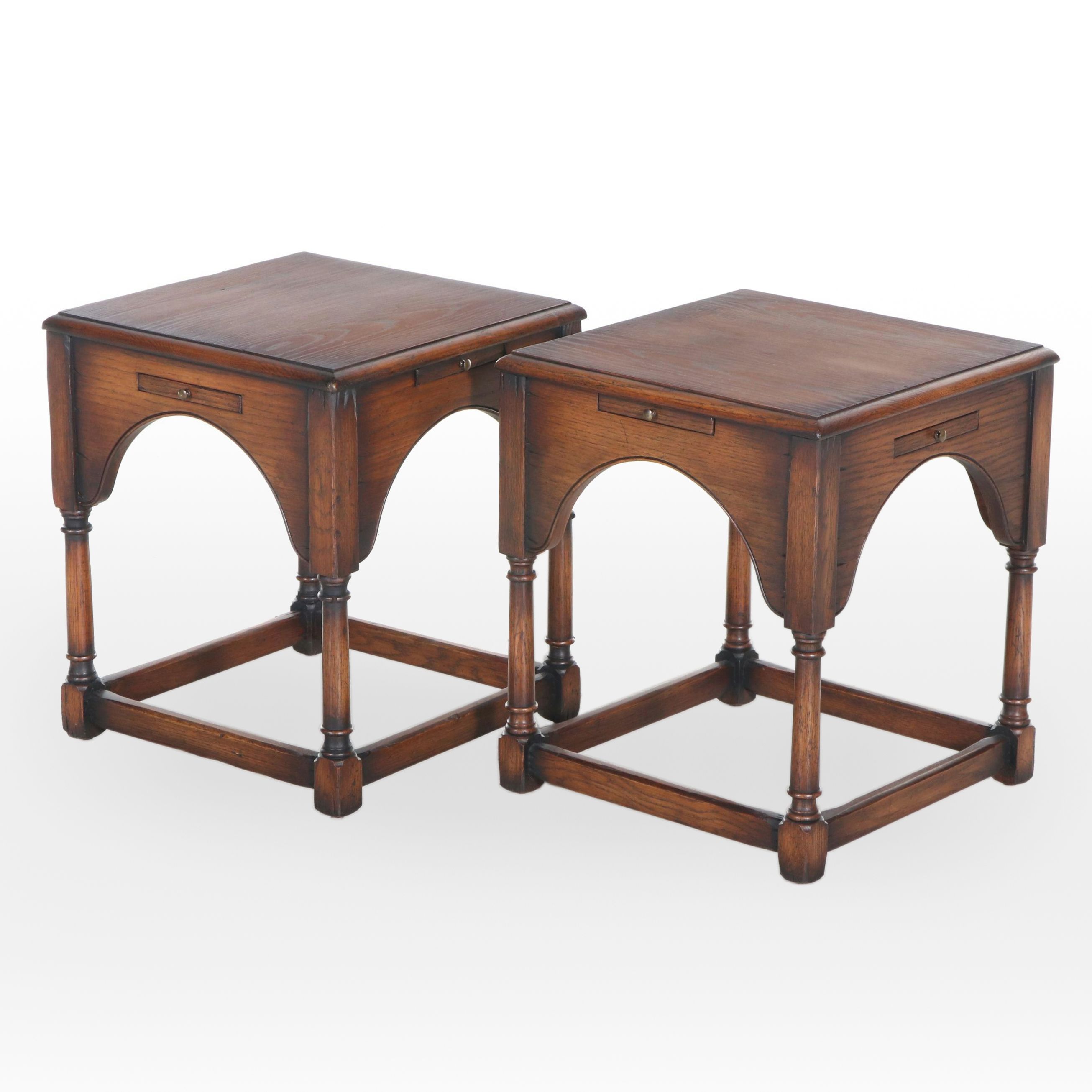 Pair of Yorkshire House English Provincial Style Oak Side Tables